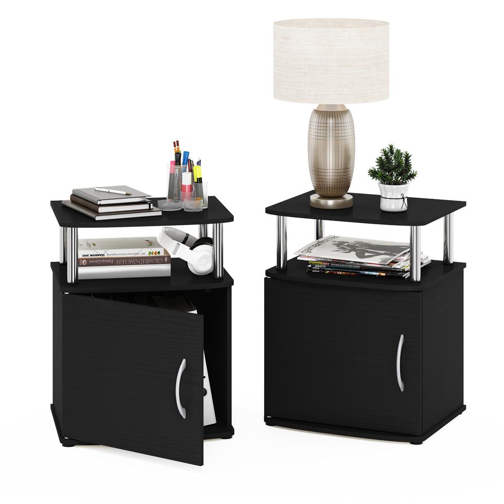 Furinno JAYA Utility Design End Table, Americano, Stainless Steel Tubes