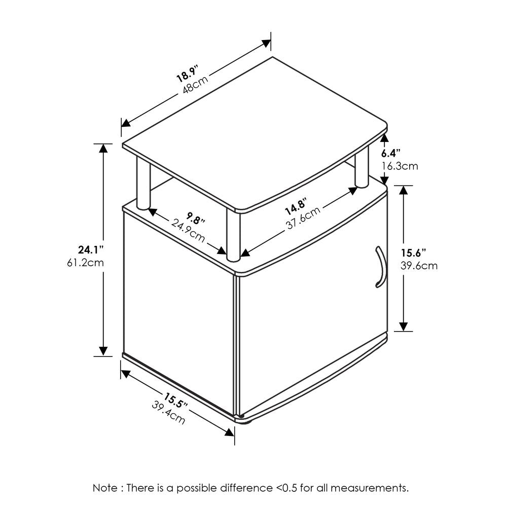Furinno JAYA Utility Design End Table, White Oak, Stainless Steel Tubes