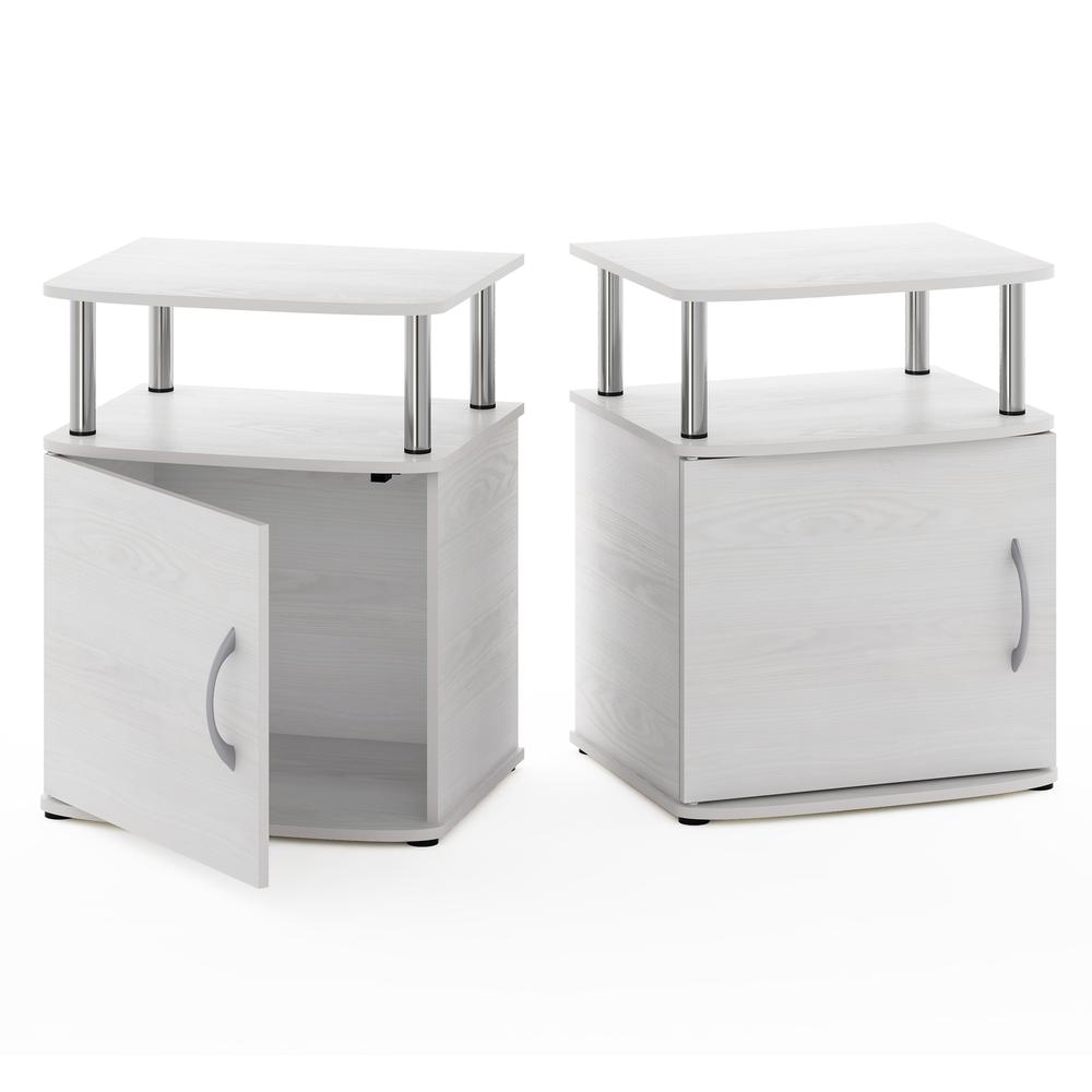 Furinno JAYA Utility Design End Table, White Oak, Stainless Steel Tubes