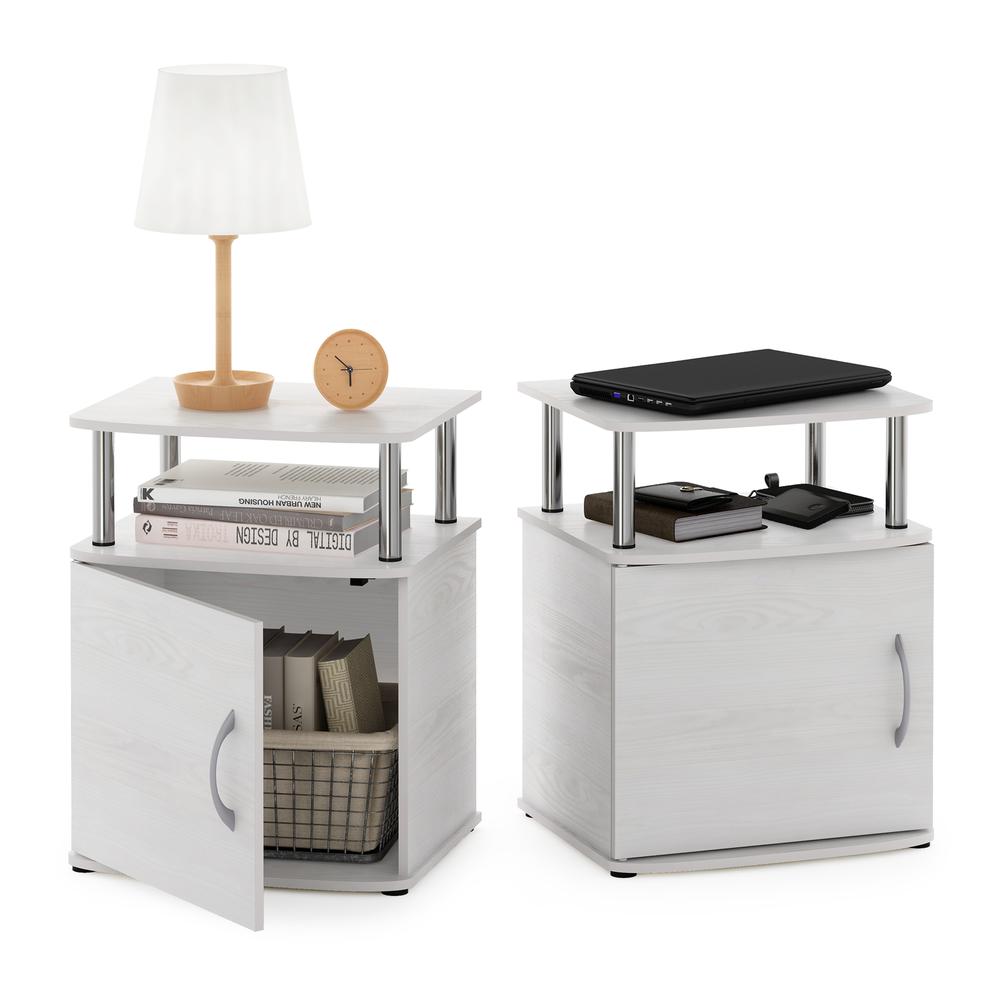 Furinno JAYA Utility Design End Table, White Oak, Stainless Steel Tubes