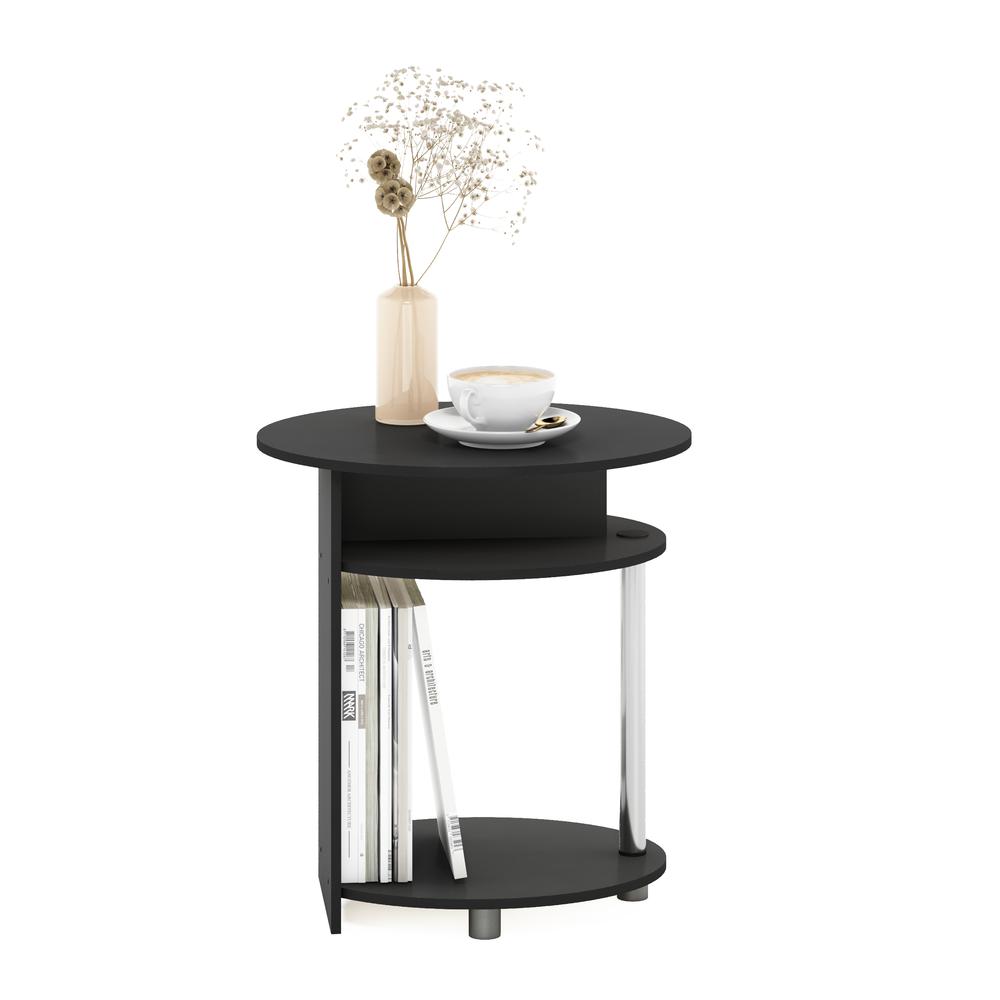 Furinno JAYA Simple Design Oval End Table, Americano, Stainless Steel Tubes