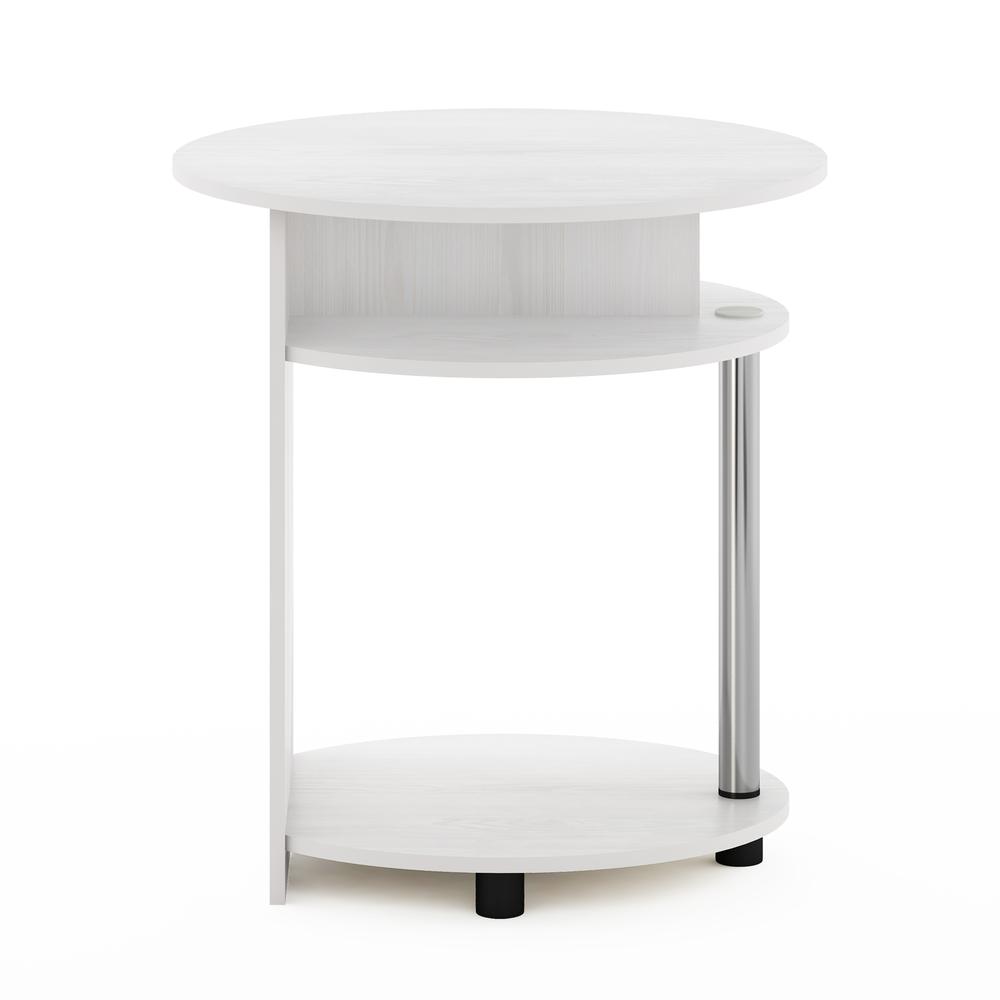 Furinno JAYA Simple Design Oval End Table, White Oak, Stainless Steel Tubes