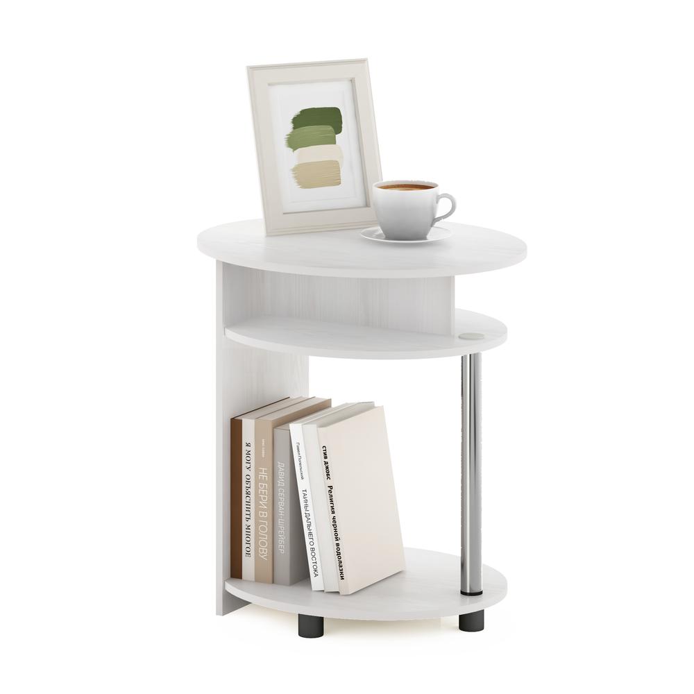 Furinno JAYA Simple Design Oval End Table, White Oak, Stainless Steel Tubes