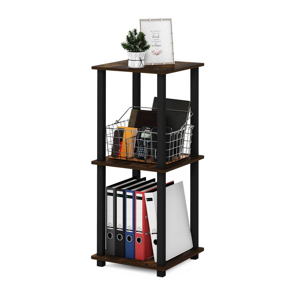 Furinno Simplistic End Table, Set of Two, Amber Pine/Black