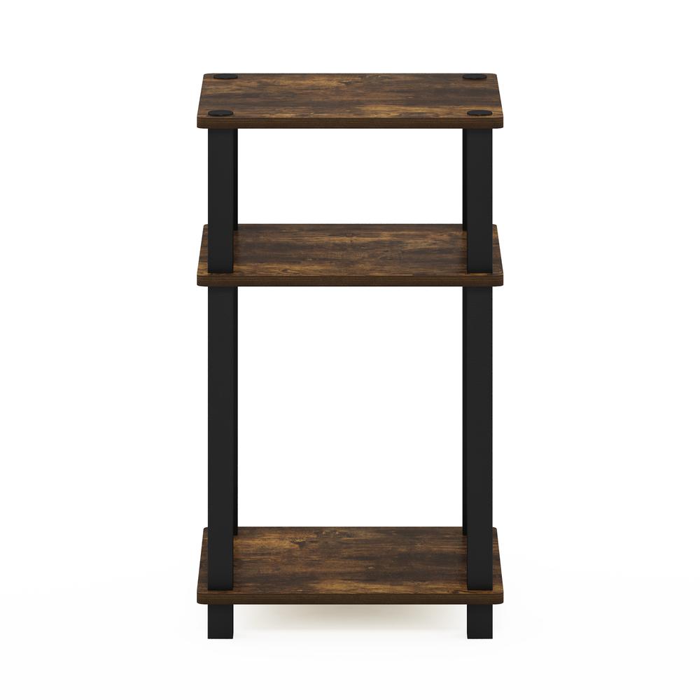 Furinno Just 3-Tier Turn-N-Tube End Table, 1-Pack, Amber Pine/Black
