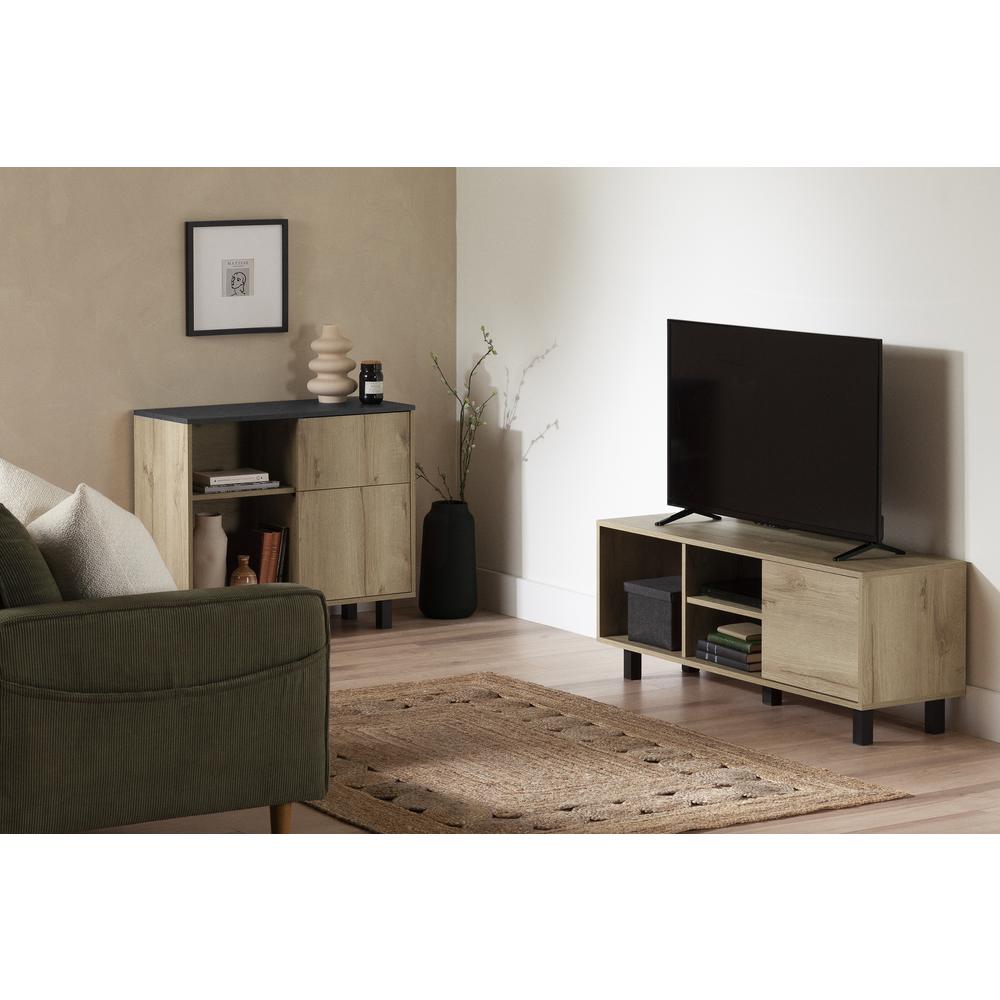 Octave Cabinet, Medium Oak and Faux Black Stone