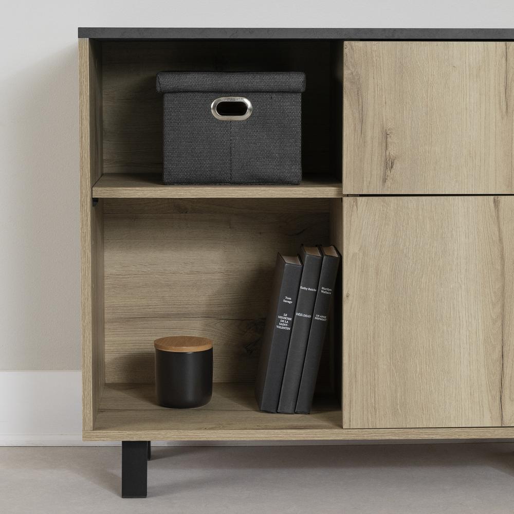 Octave Cabinet, Medium Oak and Faux Black Stone