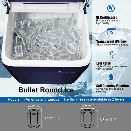 44 lbs Portable Countertop Ice Maker Machine with Scoop-Navy
