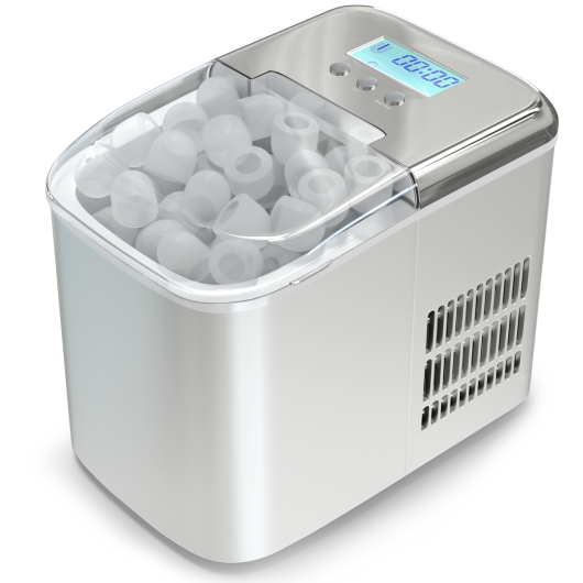 26 lbs Countertop LCD Display Ice Maker with Ice Scoop-Sliver
