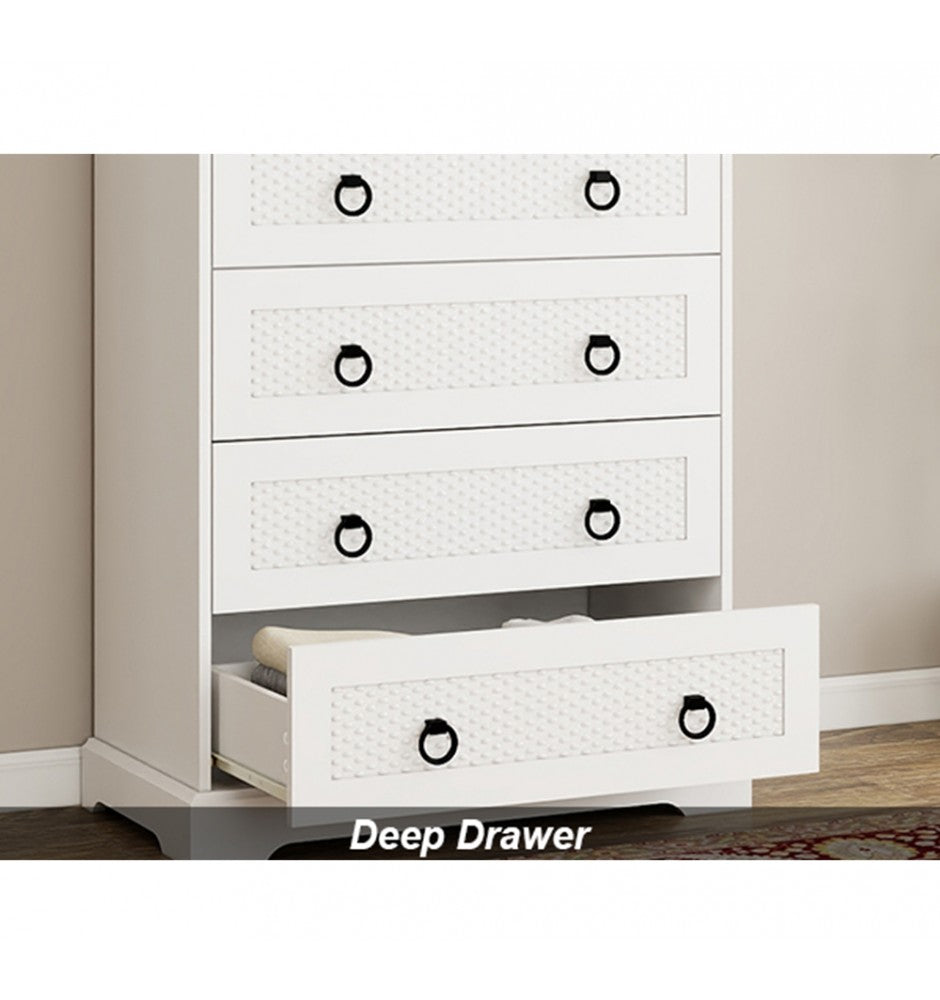 Wood 5 Drawer Dresser, 31.5 Wide Farmhouse Tall Chest of Drawers for Bedroom, Living Room, Hallway, Entryway, Modern Drawers Organizer Large Storage Capacity Cabinet, White