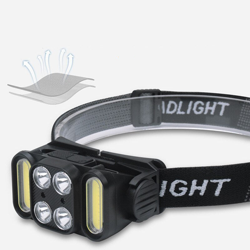 4LED COB Headlamp Super Bright Outdoor Head Light- Type C Charging