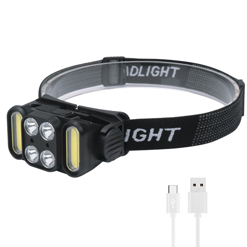 4LED COB Headlamp Super Bright Outdoor Head Light- Type C Charging