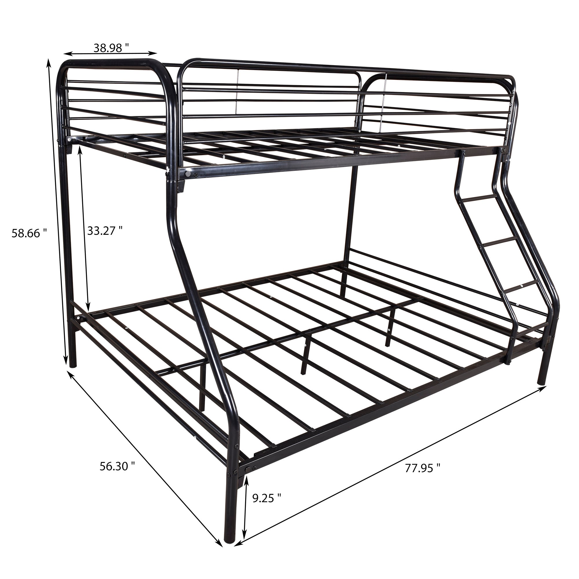 Heavy Duty Full Metal Easy Assembly Bunk Bed Frame with Guardrail and Stairs