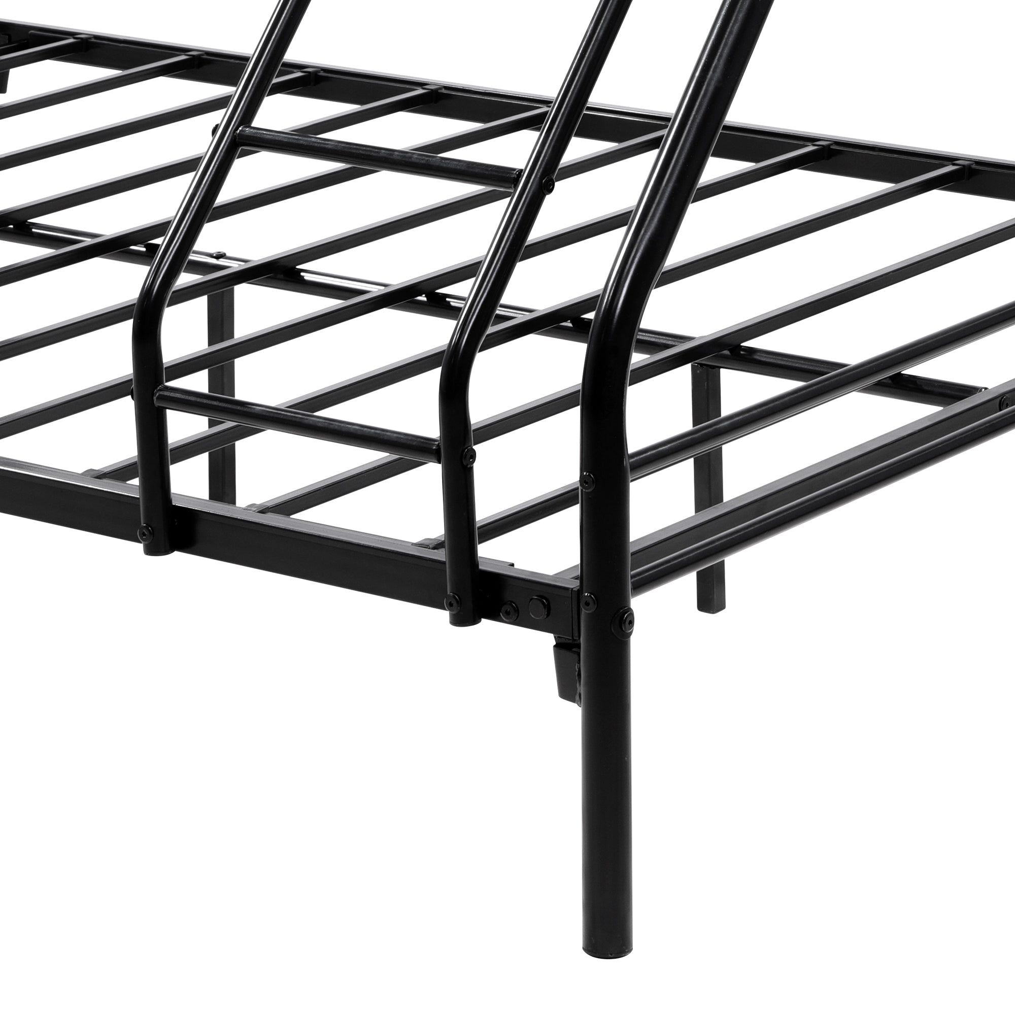 Heavy Duty Full Metal Easy Assembly Bunk Bed Frame with Guardrail and Stairs