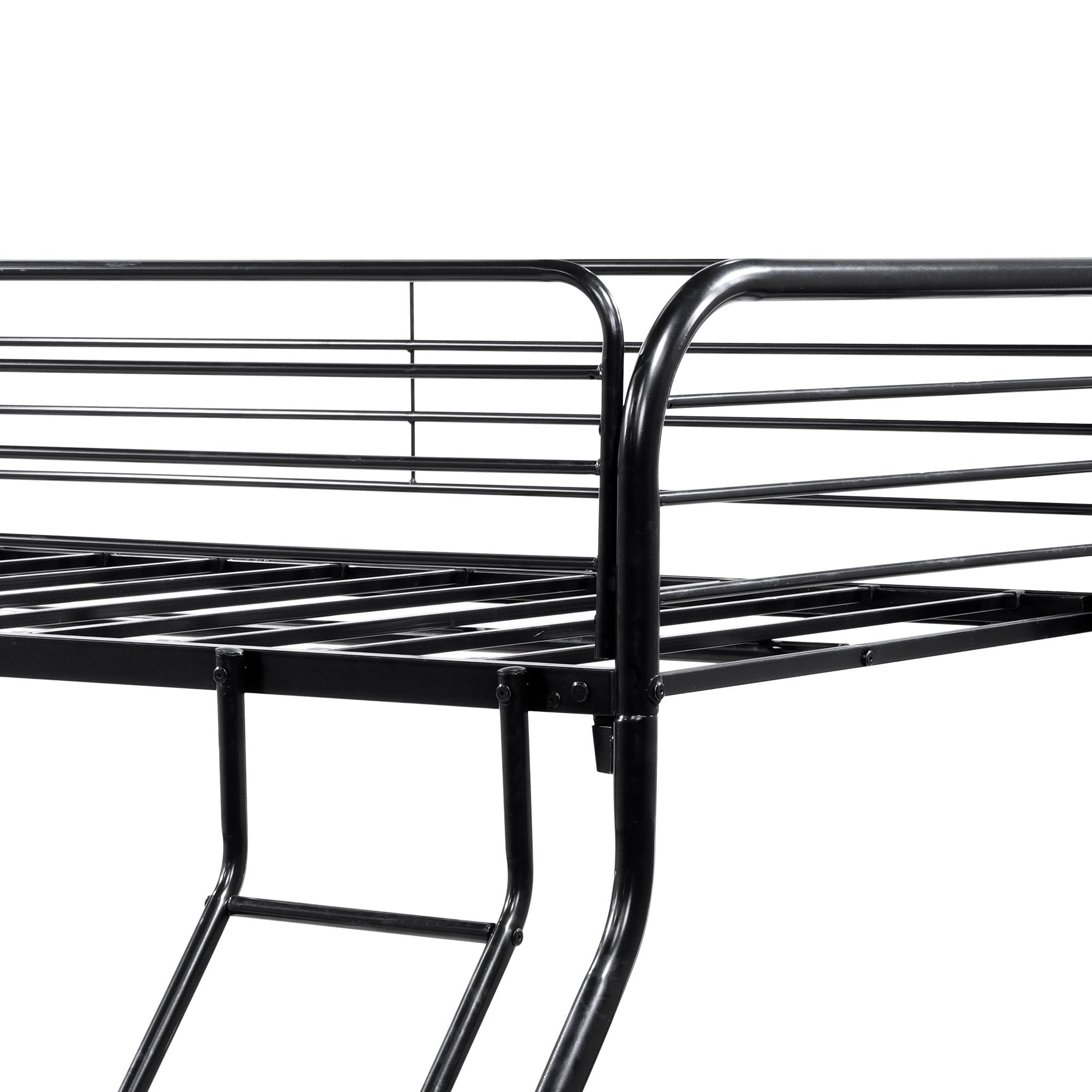 Heavy Duty Full Metal Easy Assembly Bunk Bed Frame with Guardrail and Stairs