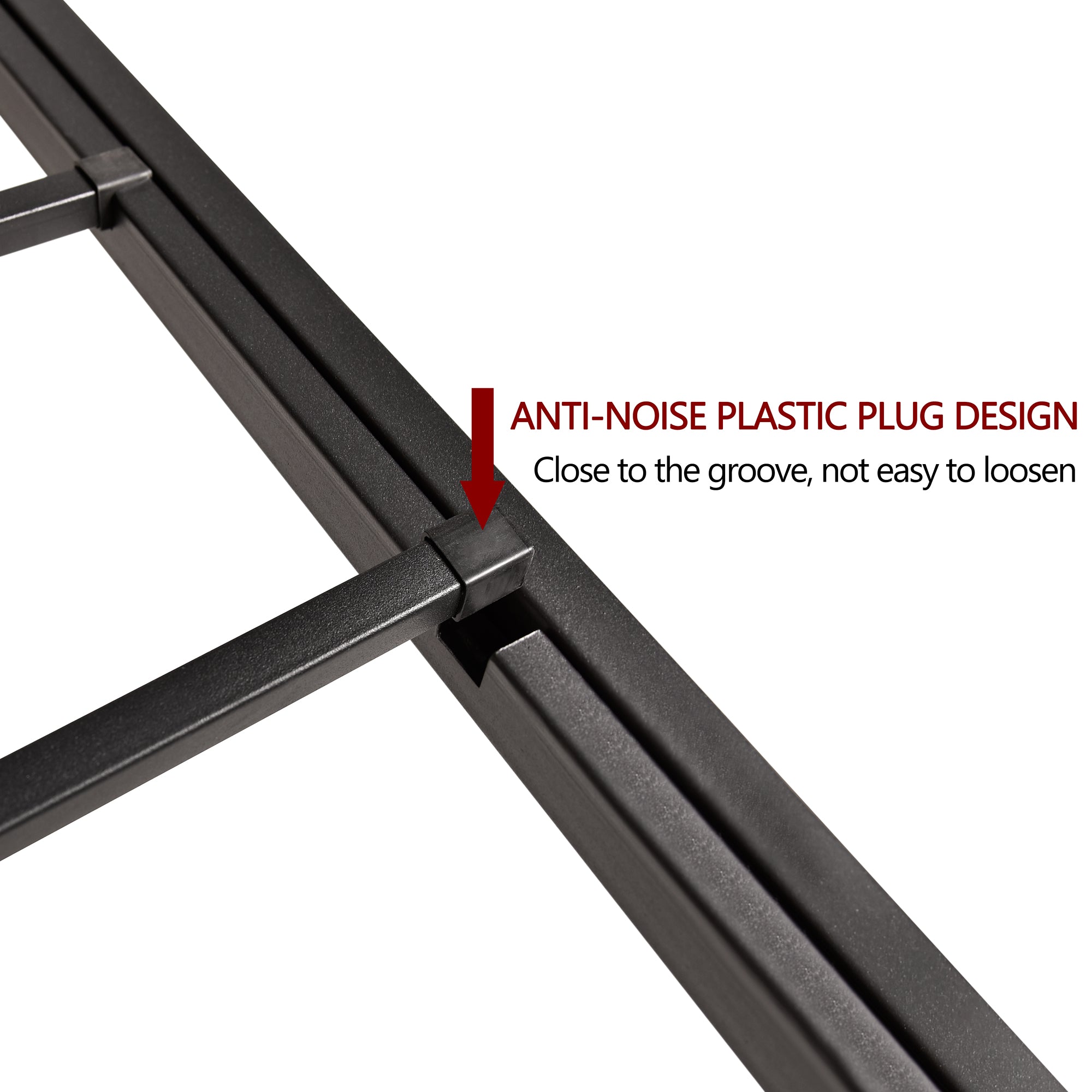Heavy Duty Metal Full Slat Support Easy Assembly Platform Bed Frame in Black