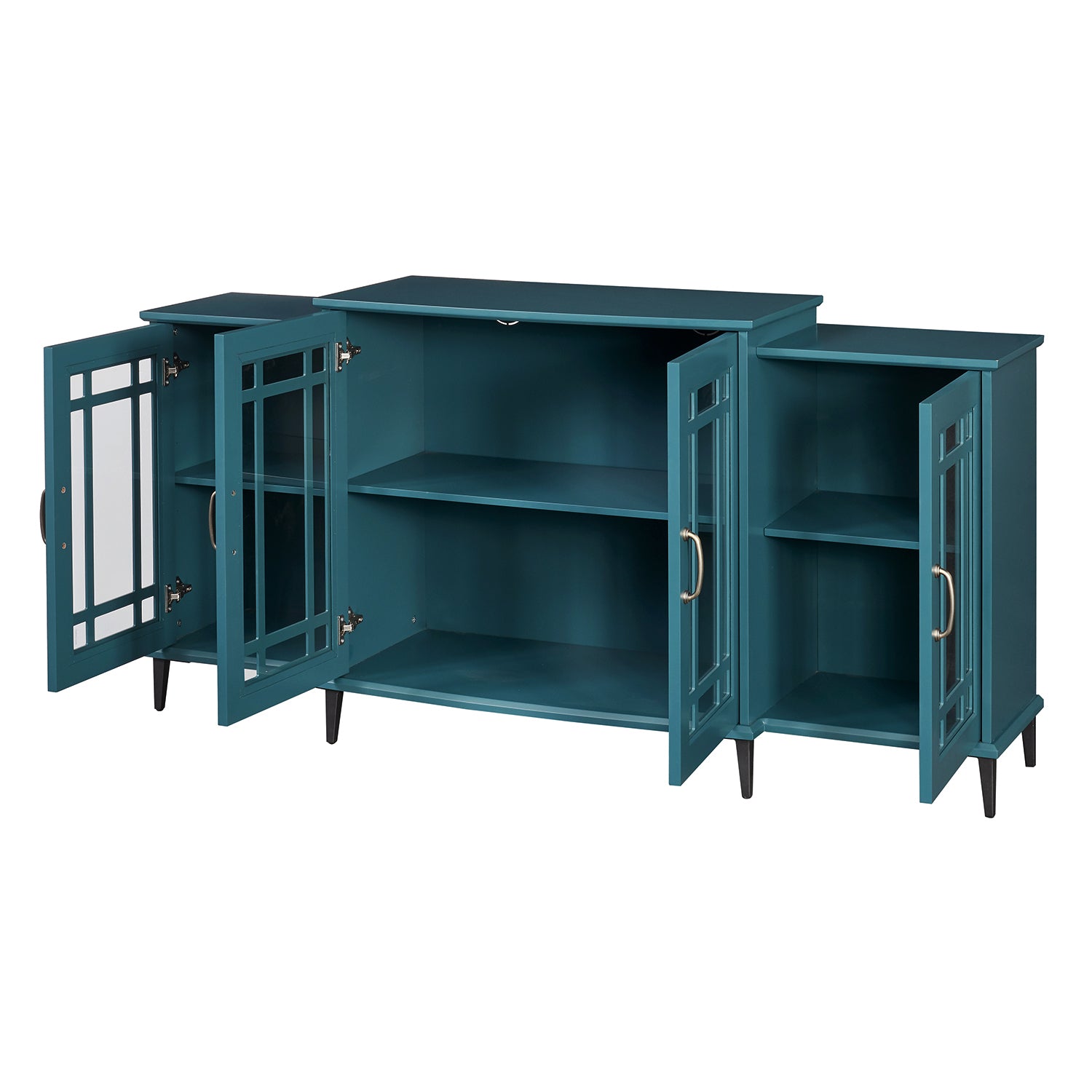 62" TV Stand Buffet Sideboard Cabinet - Teal Blue