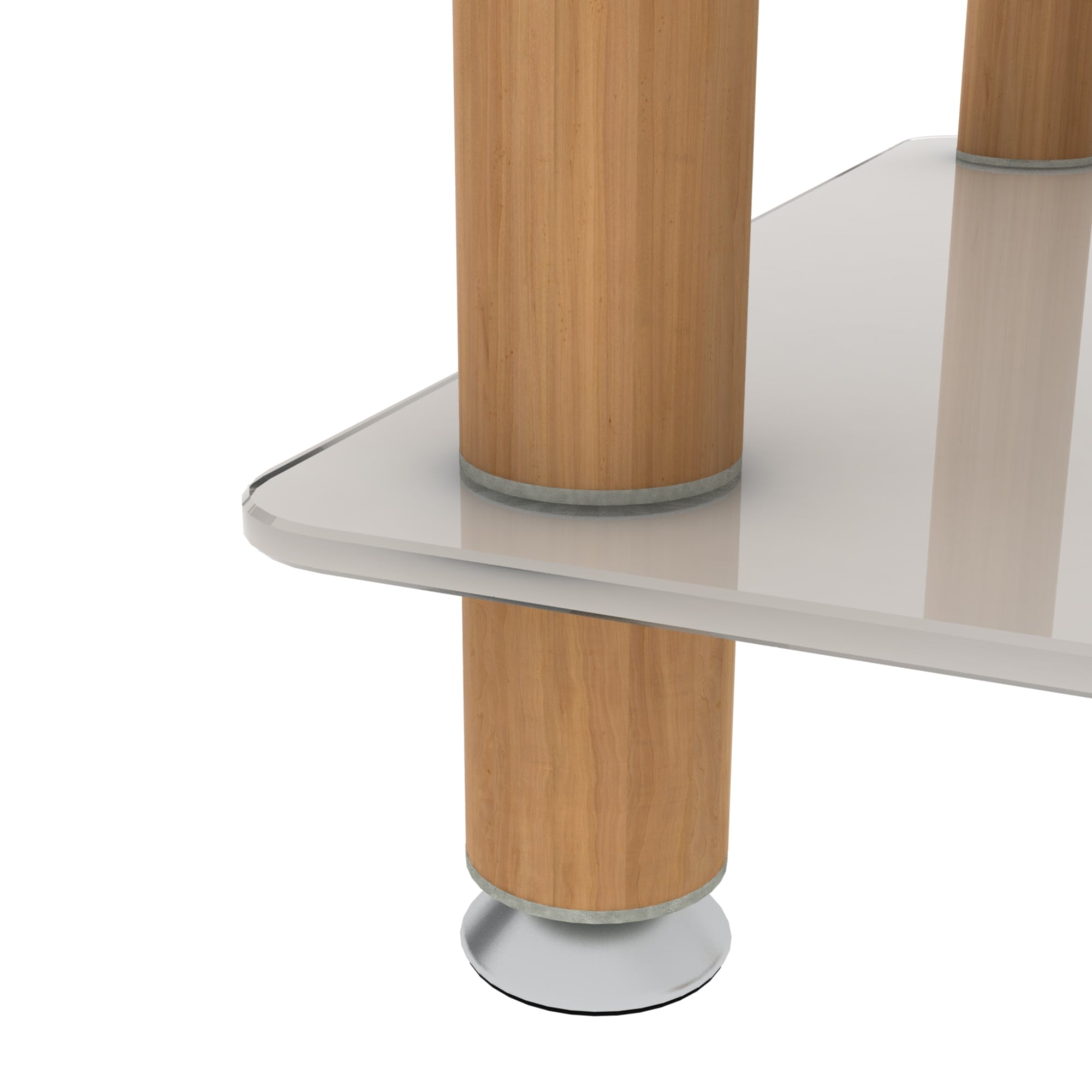 2 Tiers Space Saving End Table Modern Design Night Stand with Storage Shelve- White+Oak