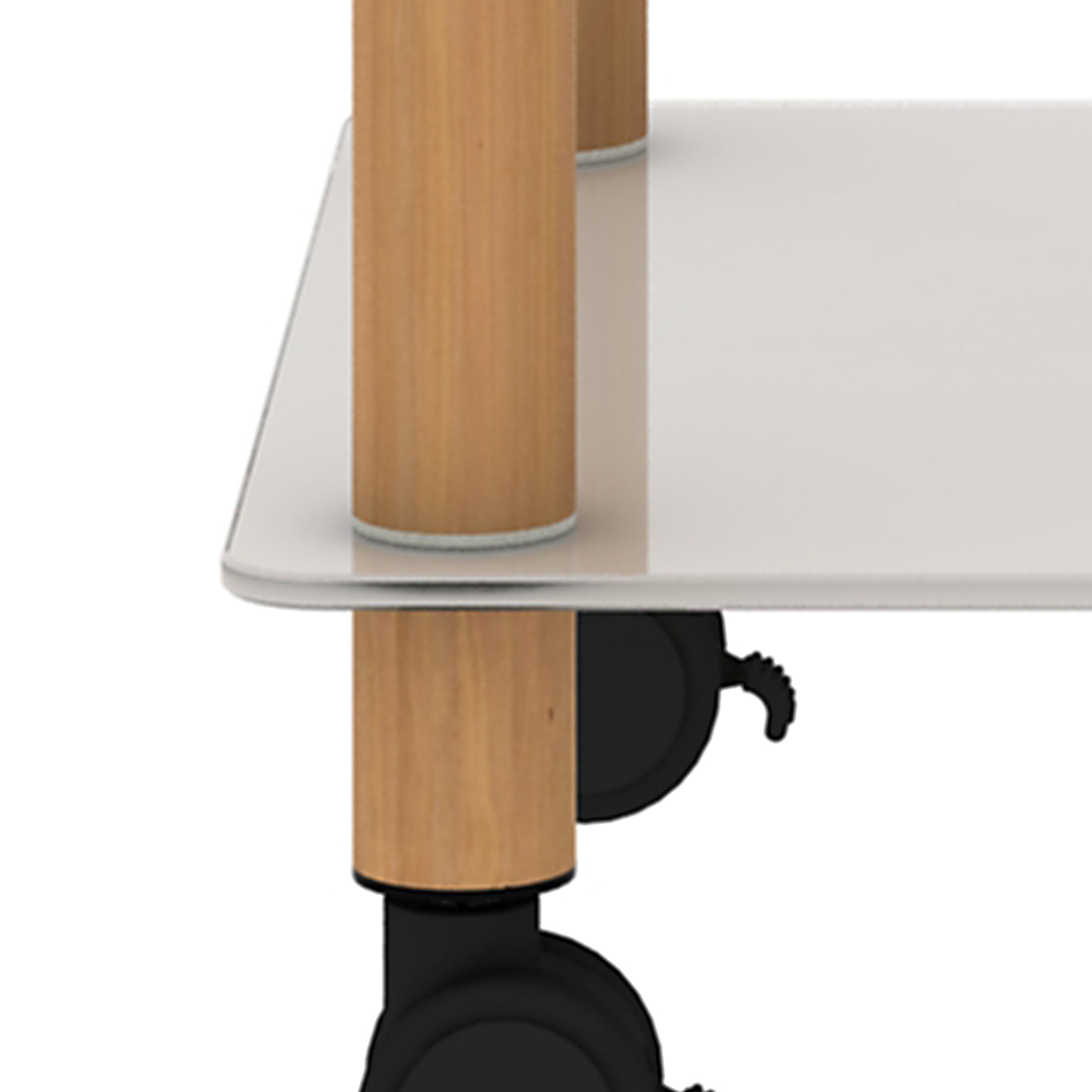 2 Tiers Space Saving End Table Modern Design Night Stand with Storage Shelve- White+Oak