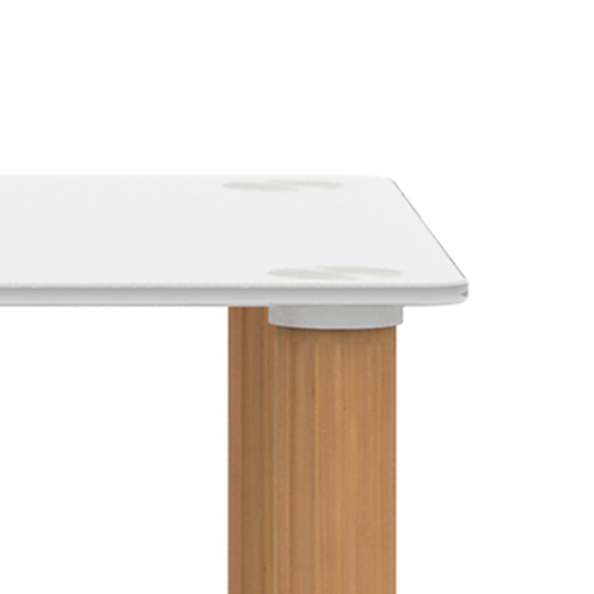 2 Tiers Space Saving End Table Modern Design Night Stand with Storage Shelve- White+Oak