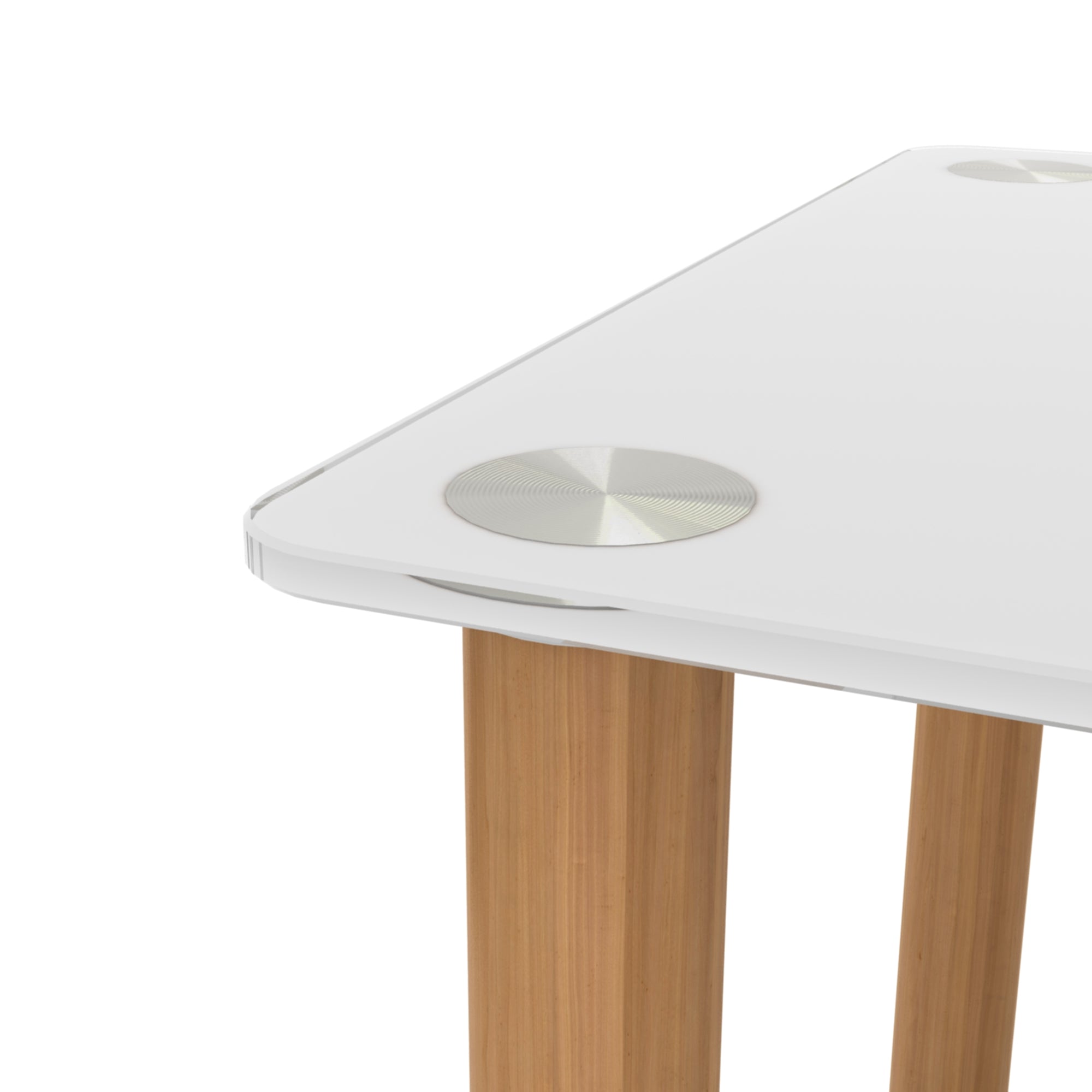 2 Tiers Space Saving End Table Modern Design Night Stand with Storage Shelve- White+Oak