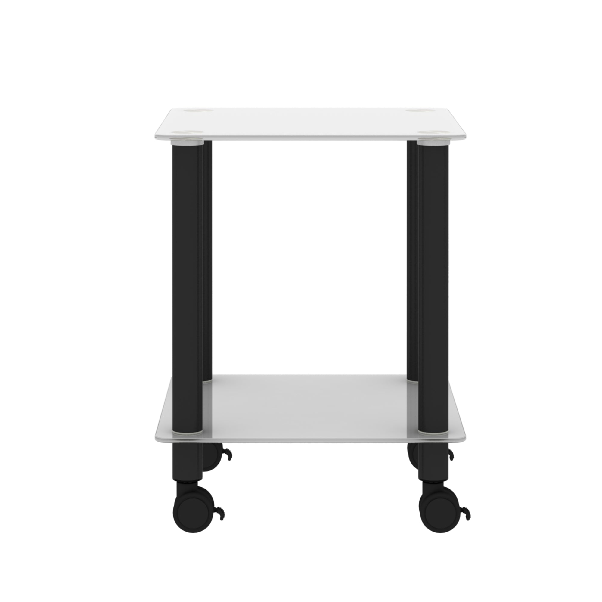 2 Tiers Space Saving End Table Modern Design Night Stand with Storage Shelve- White+Black