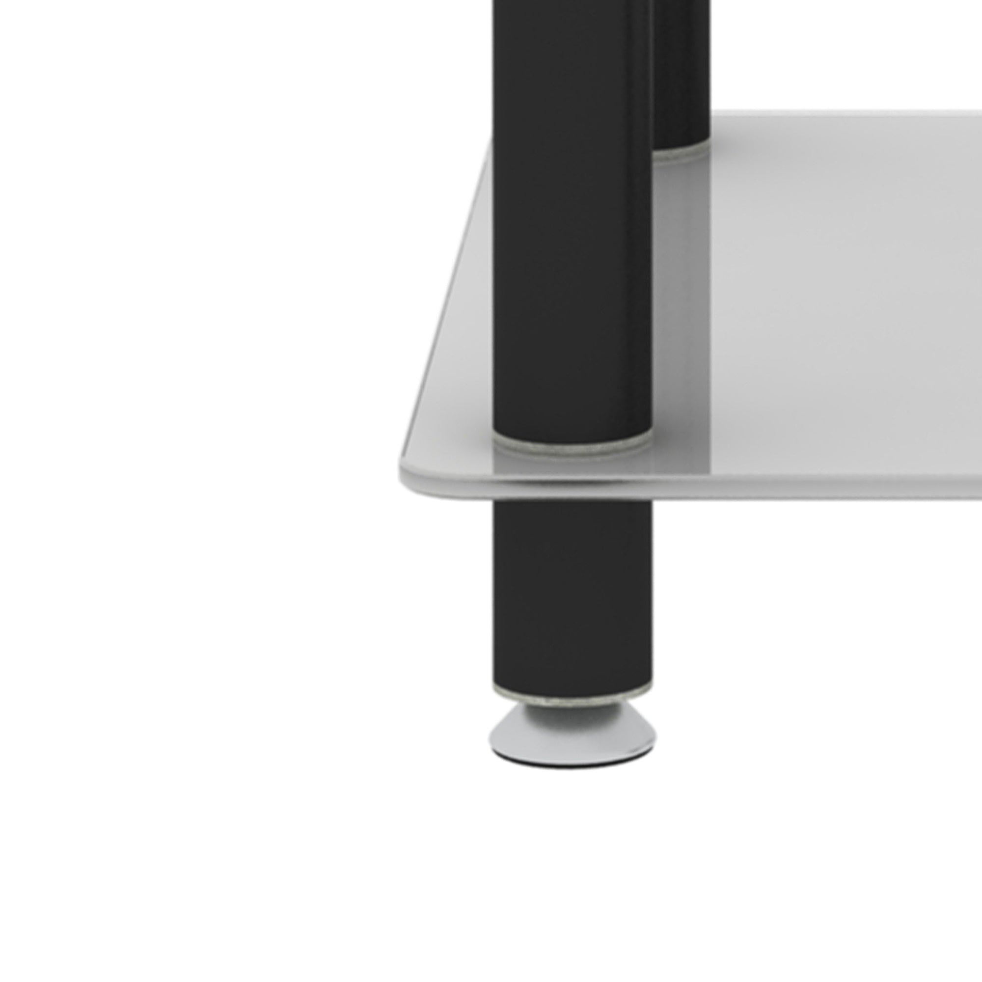 2 Tiers Space Saving End Table Modern Design Night Stand with Storage Shelve- White+Black