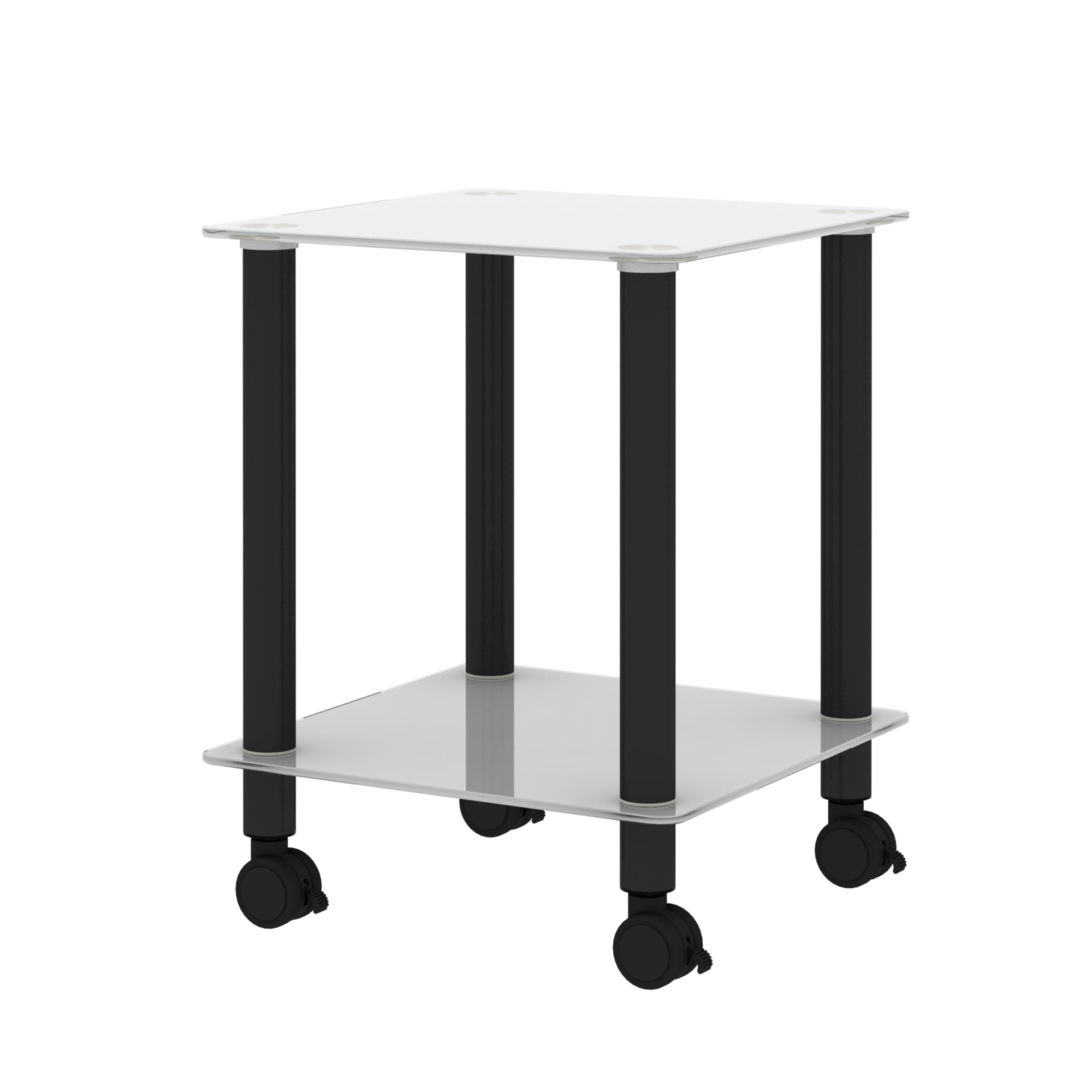2 Tiers Space Saving End Table Modern Design Night Stand with Storage Shelve- White+Black