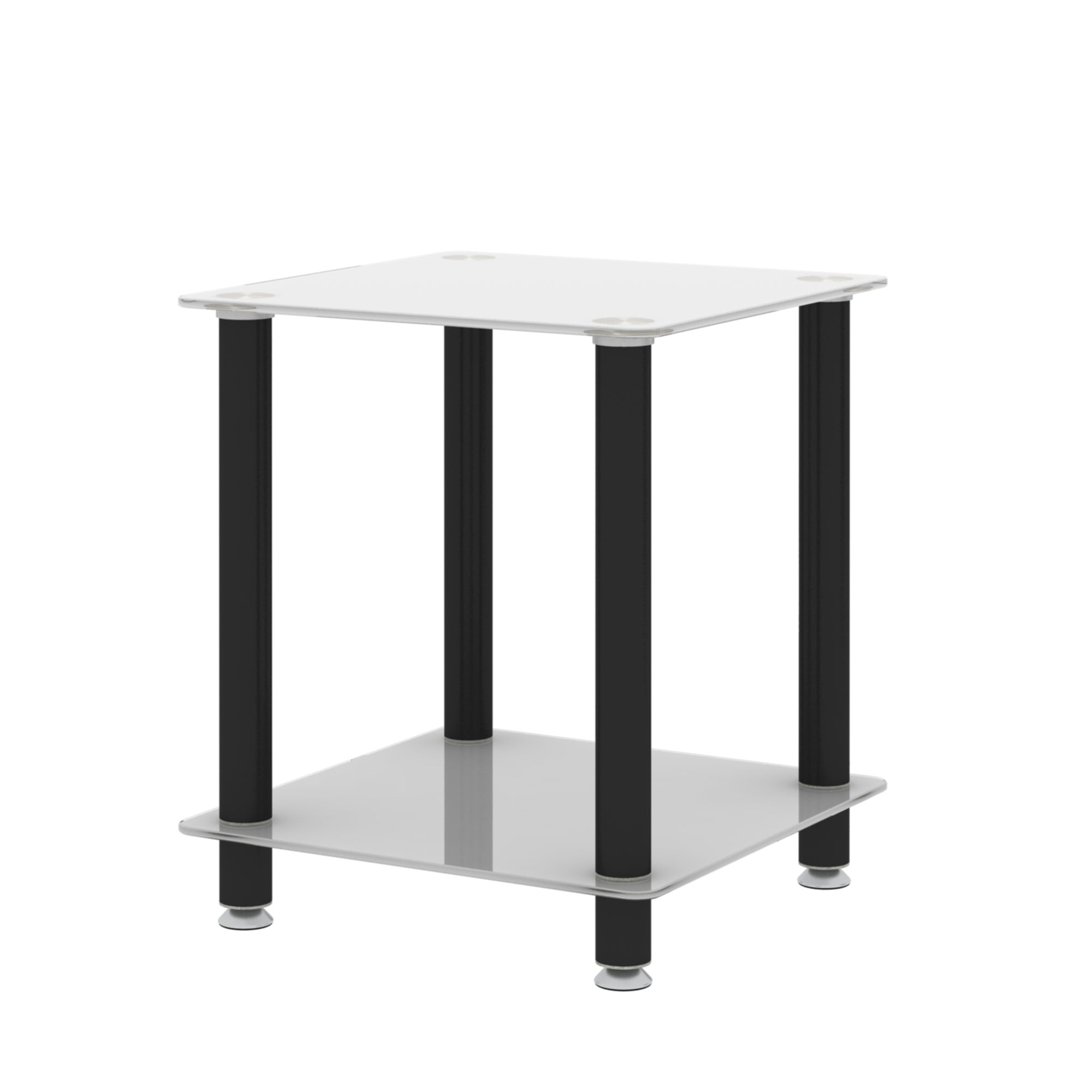 2 Tiers Space Saving End Table Modern Design Night Stand with Storage Shelve- White+Black