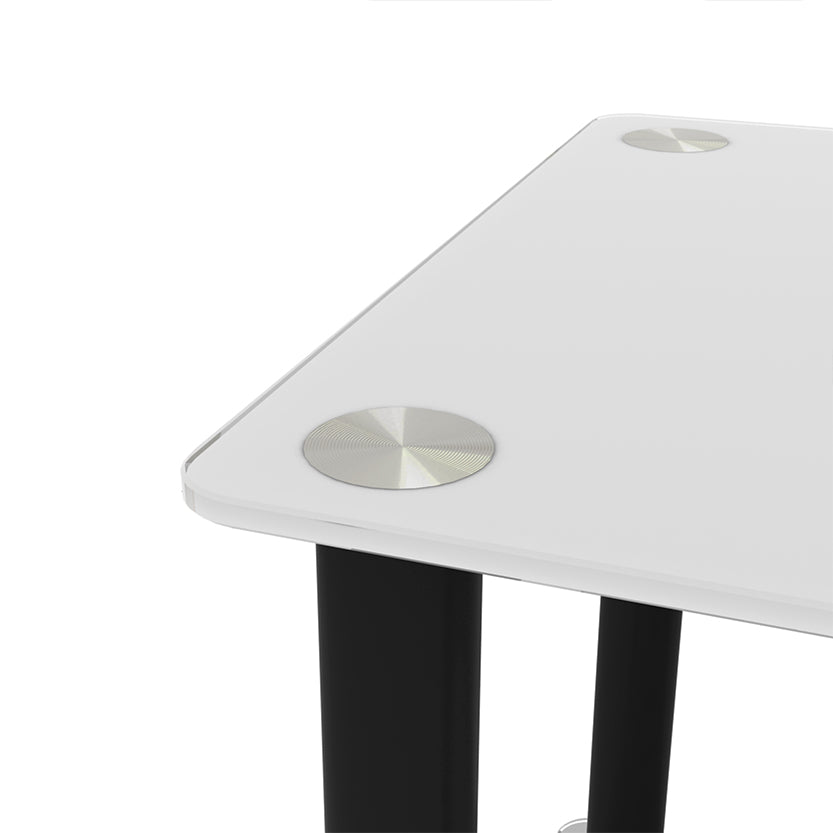 2 Tiers Space Saving End Table Modern Design Night Stand with Storage Shelve- White+Black