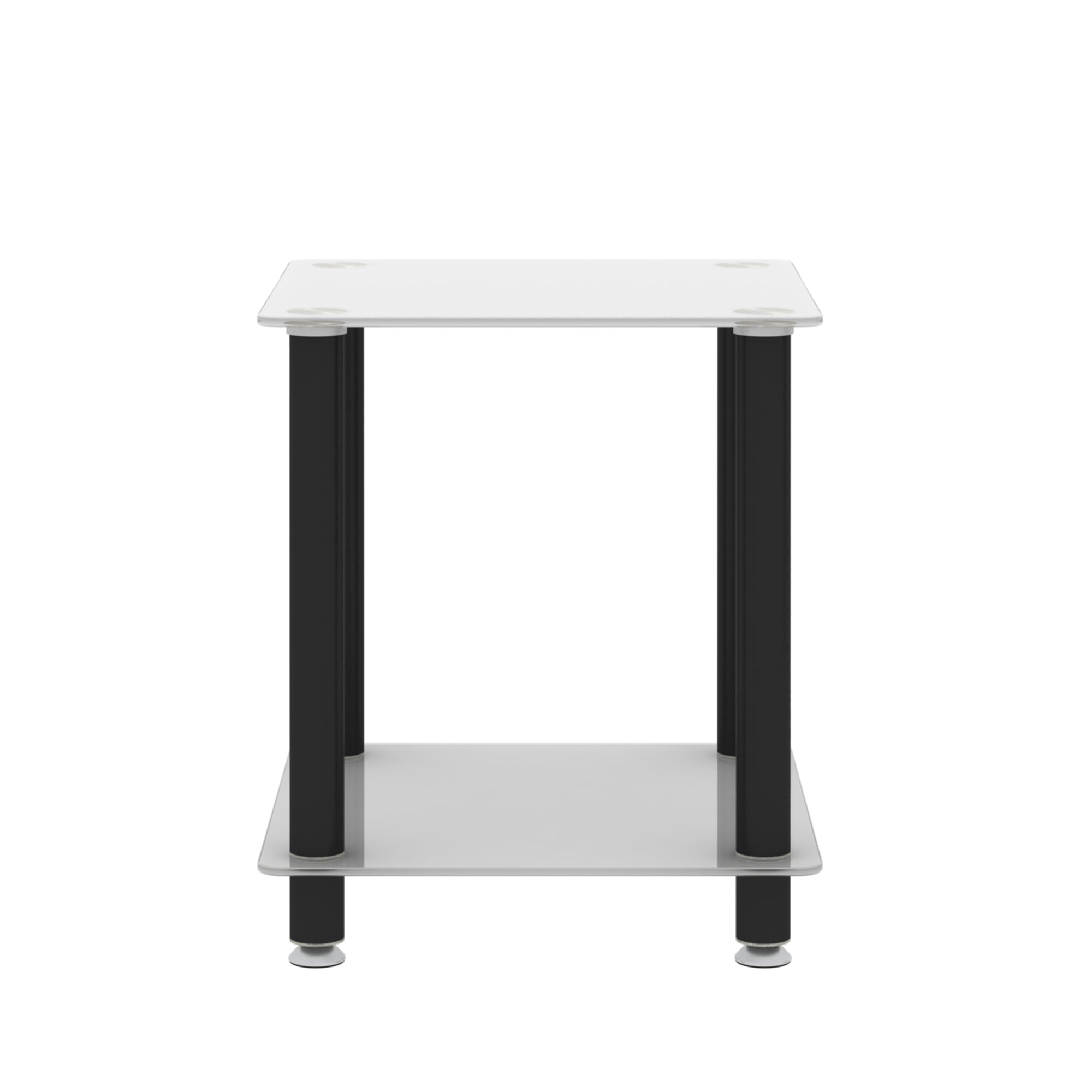 2 Tiers Space Saving End Table Modern Design Night Stand with Storage Shelve- White+Black