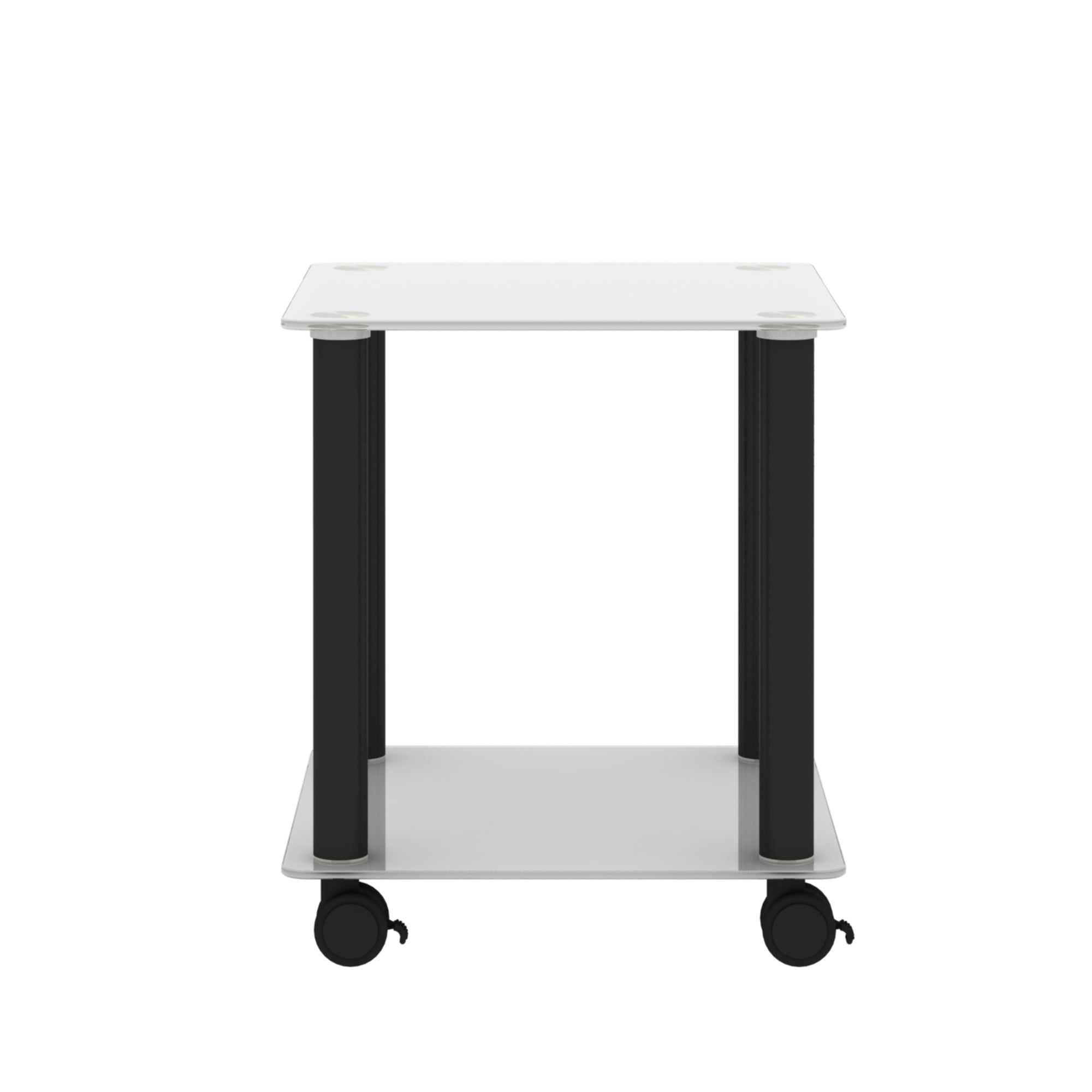 2 Tiers Space Saving End Table Modern Design Night Stand with Storage Shelve- White+Black