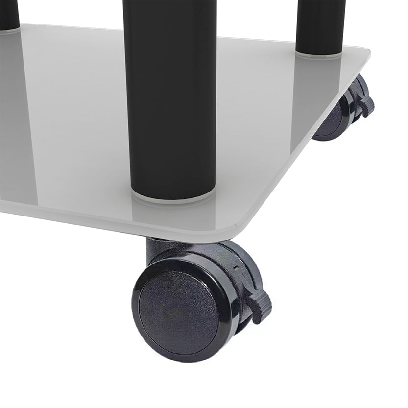 2 Tiers Space Saving End Table Modern Design Night Stand with Storage Shelve- White+Black
