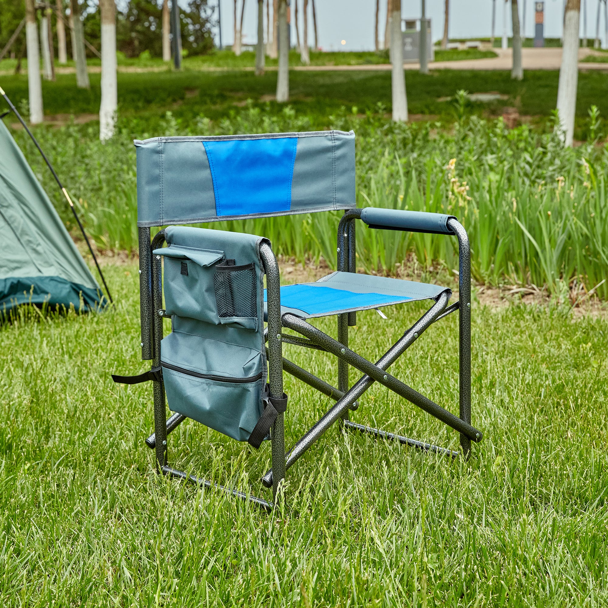Aluminum Folding Outdoor Camping Director’s Chair with Storage Pockets