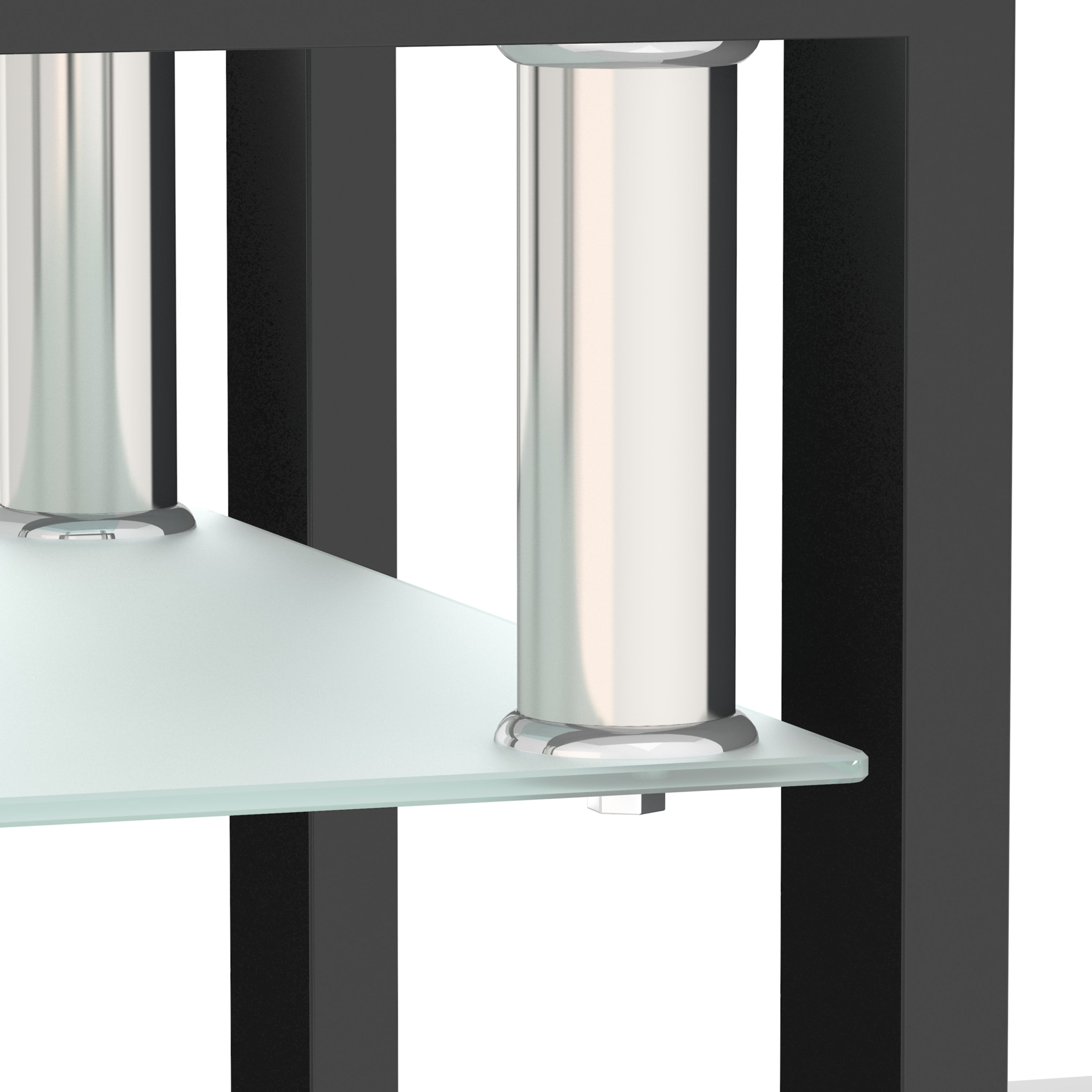 Tempered Glass Bedside Corner Coffee Table Contemporary End Table in Black