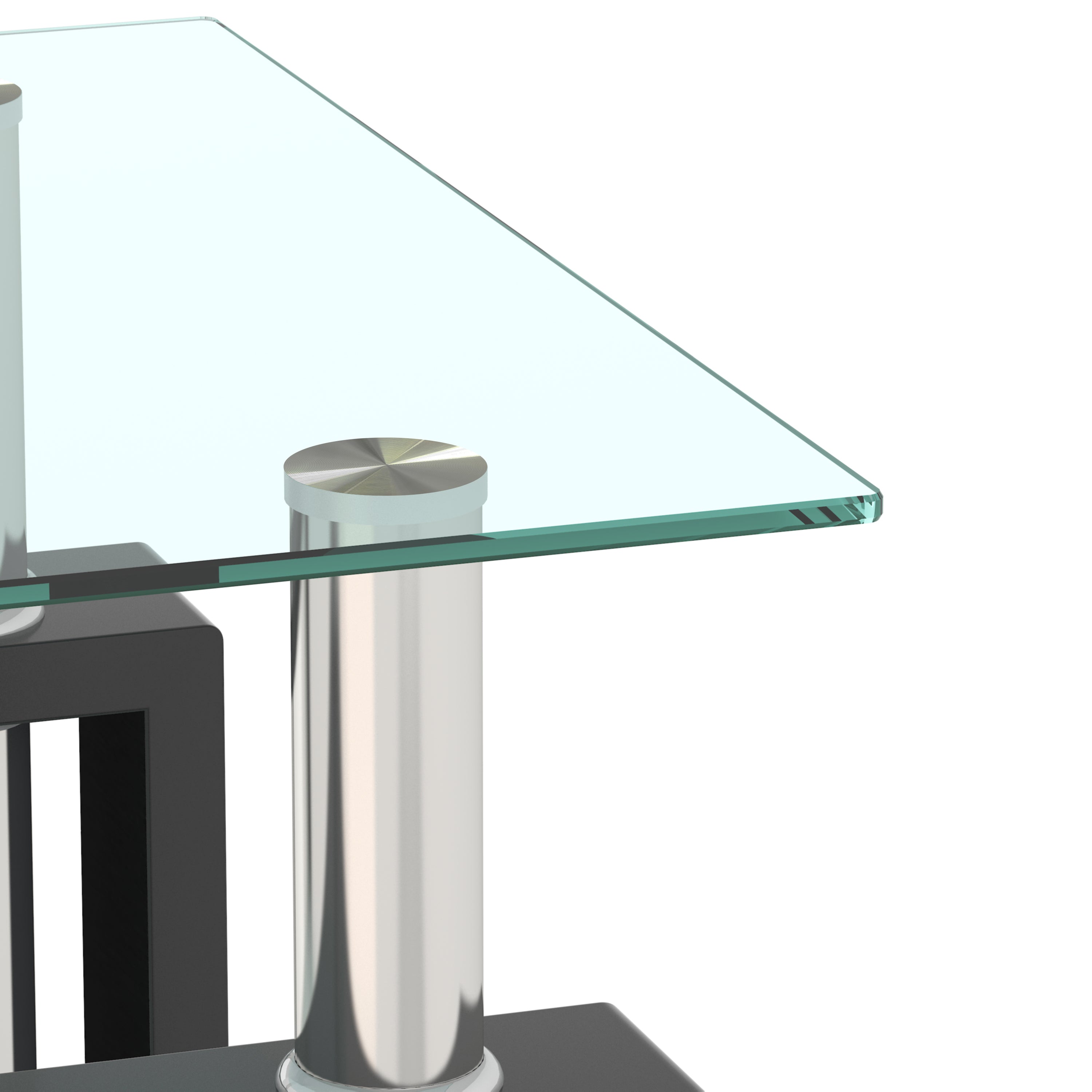 Tempered Glass Bedside Corner Coffee Table Contemporary End Table in Black
