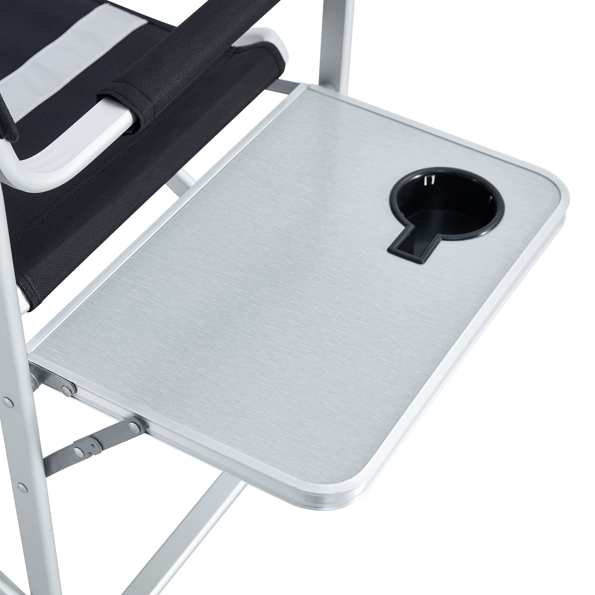 Padded Folding Indoor and Outdoor Chair with Side Table and Storage Pockets