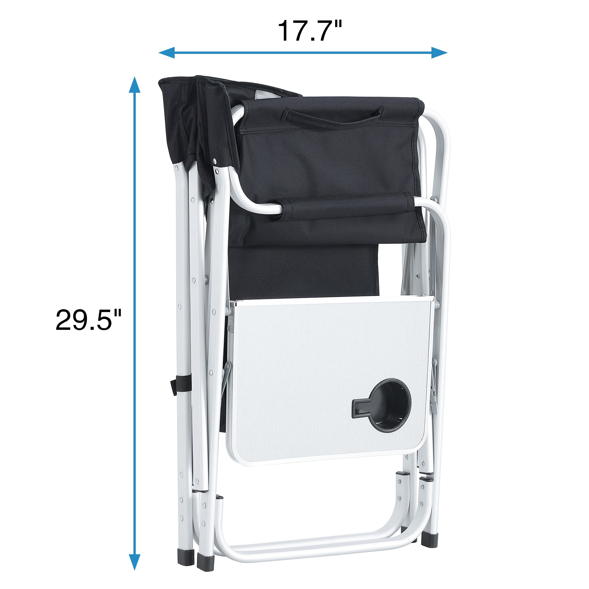 Padded Folding Indoor and Outdoor Chair with Side Table and Storage Pockets