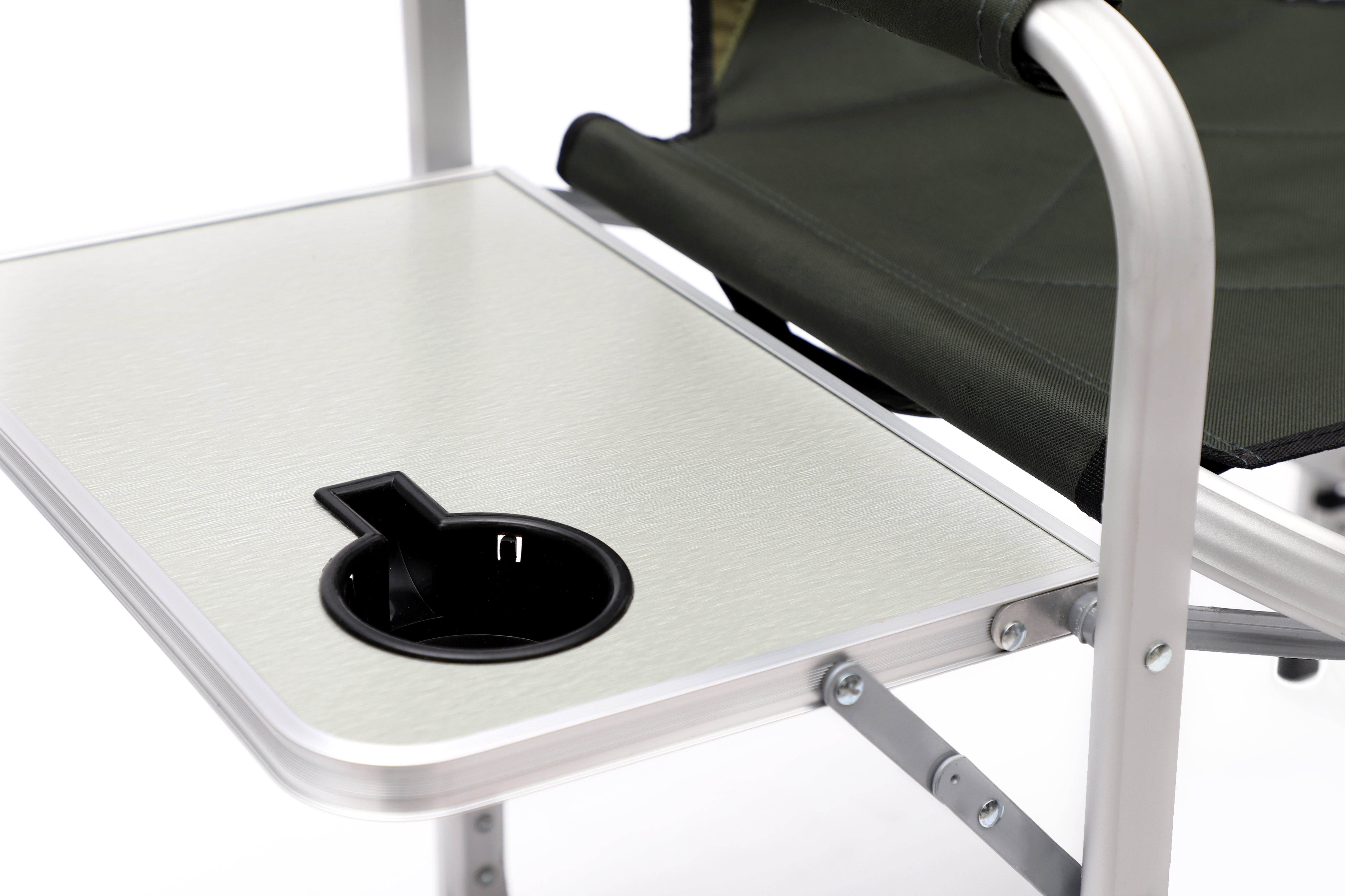 Padded Folding Indoor and Outdoor Chair with Side Table and Storage Pockets- Green