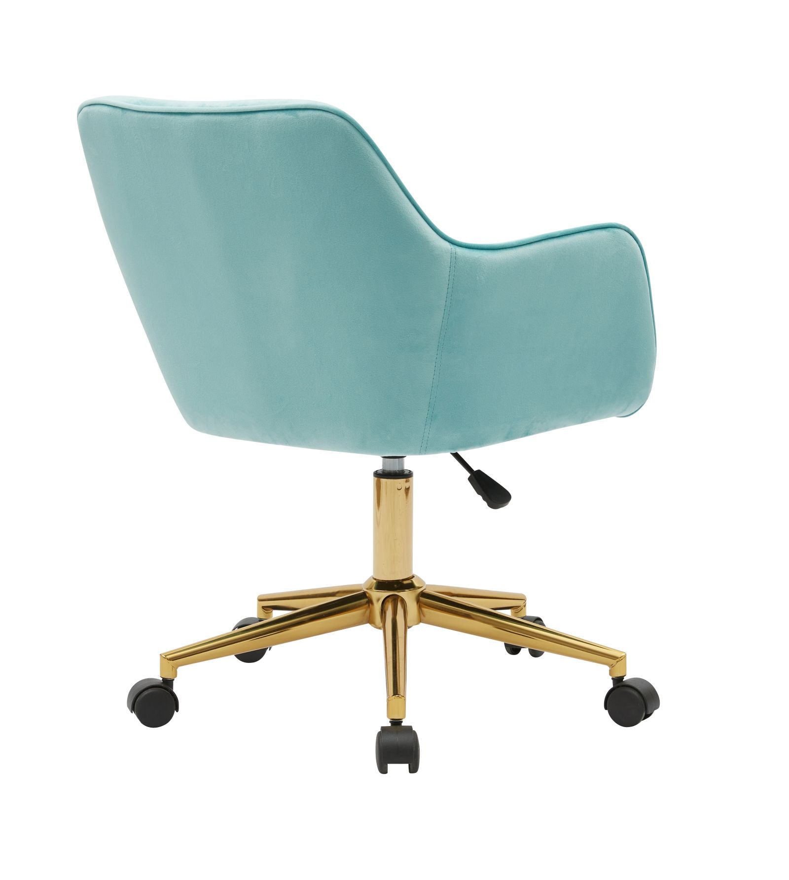 360° Revolving Modern Design Velvet Home and Office Chair with Metal Legs- Light Blue