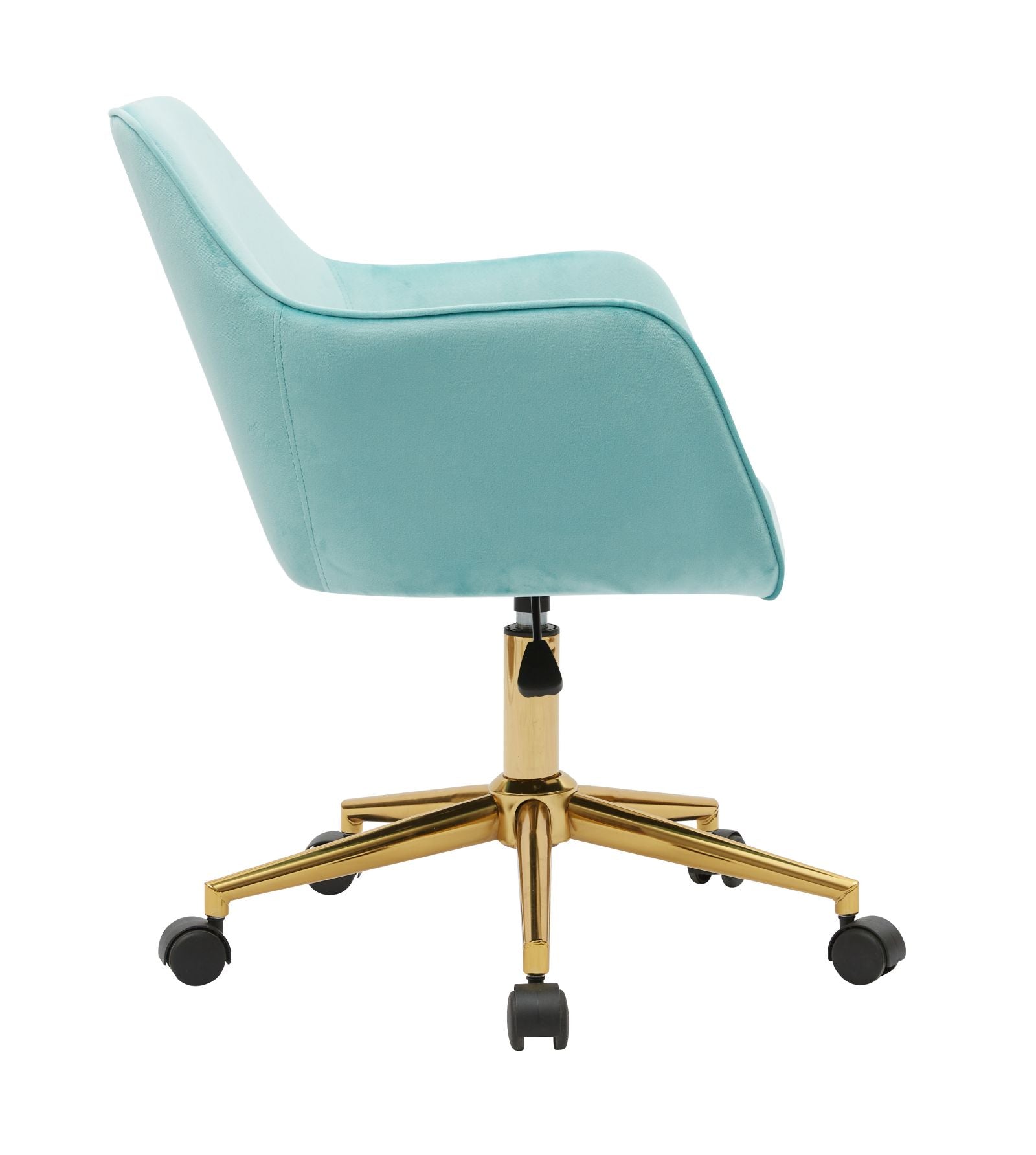 360° Revolving Modern Design Velvet Home and Office Chair with Metal Legs- Light Blue