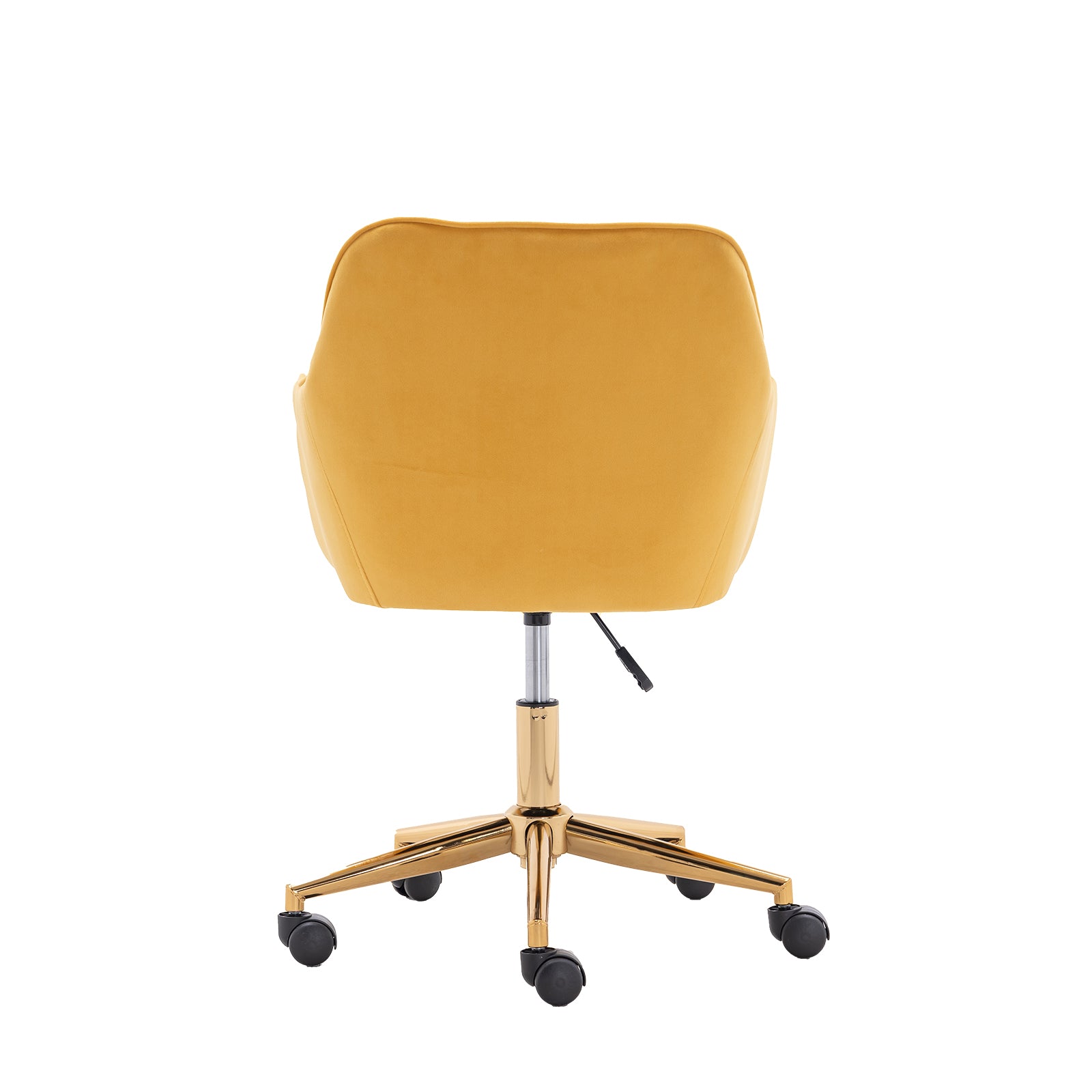 360° Revolving Modern Design Velvet Home and Office Chair with Metal Legs- Yellow