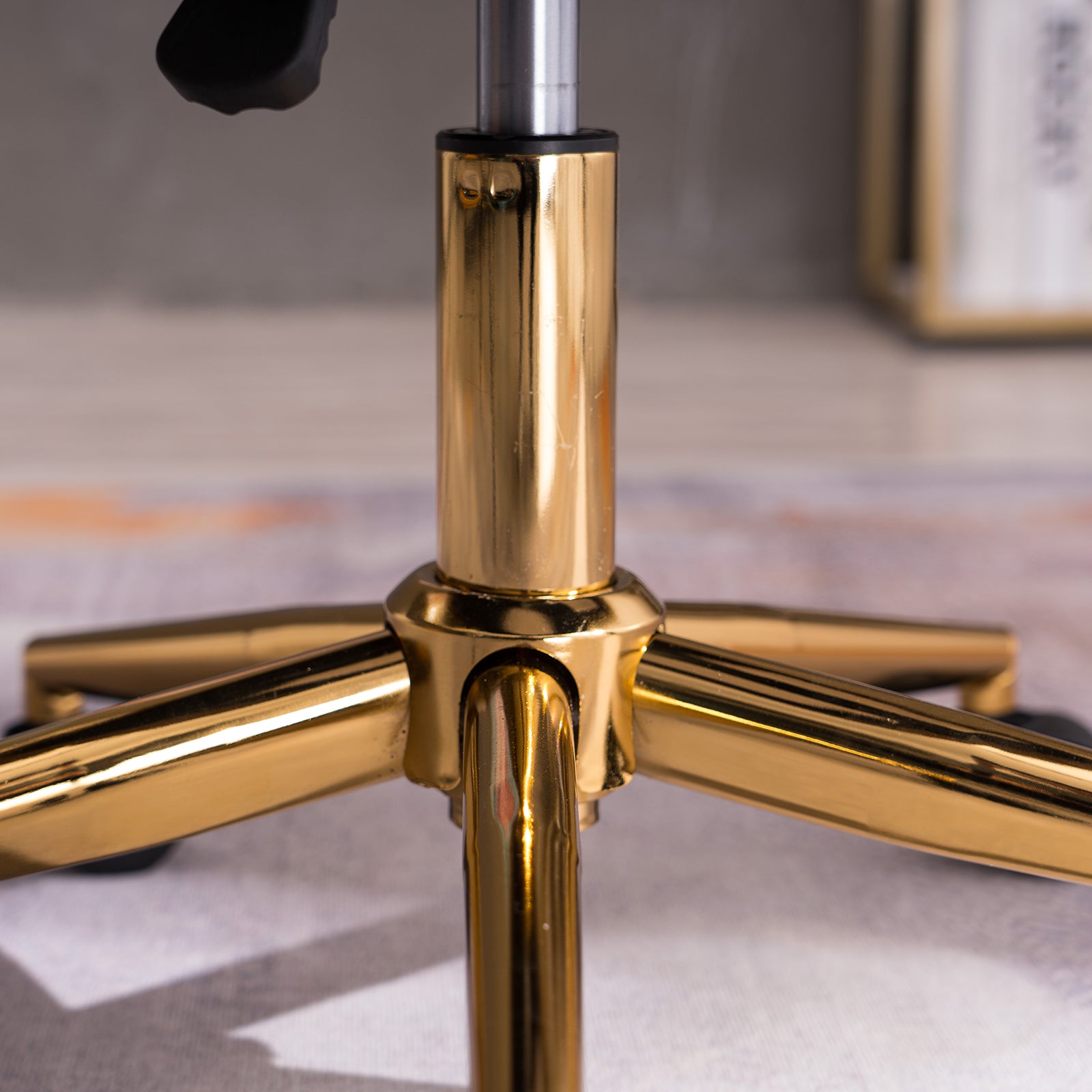 360° Revolving Modern Design Velvet Home and Office Chair with Metal Legs- Yellow