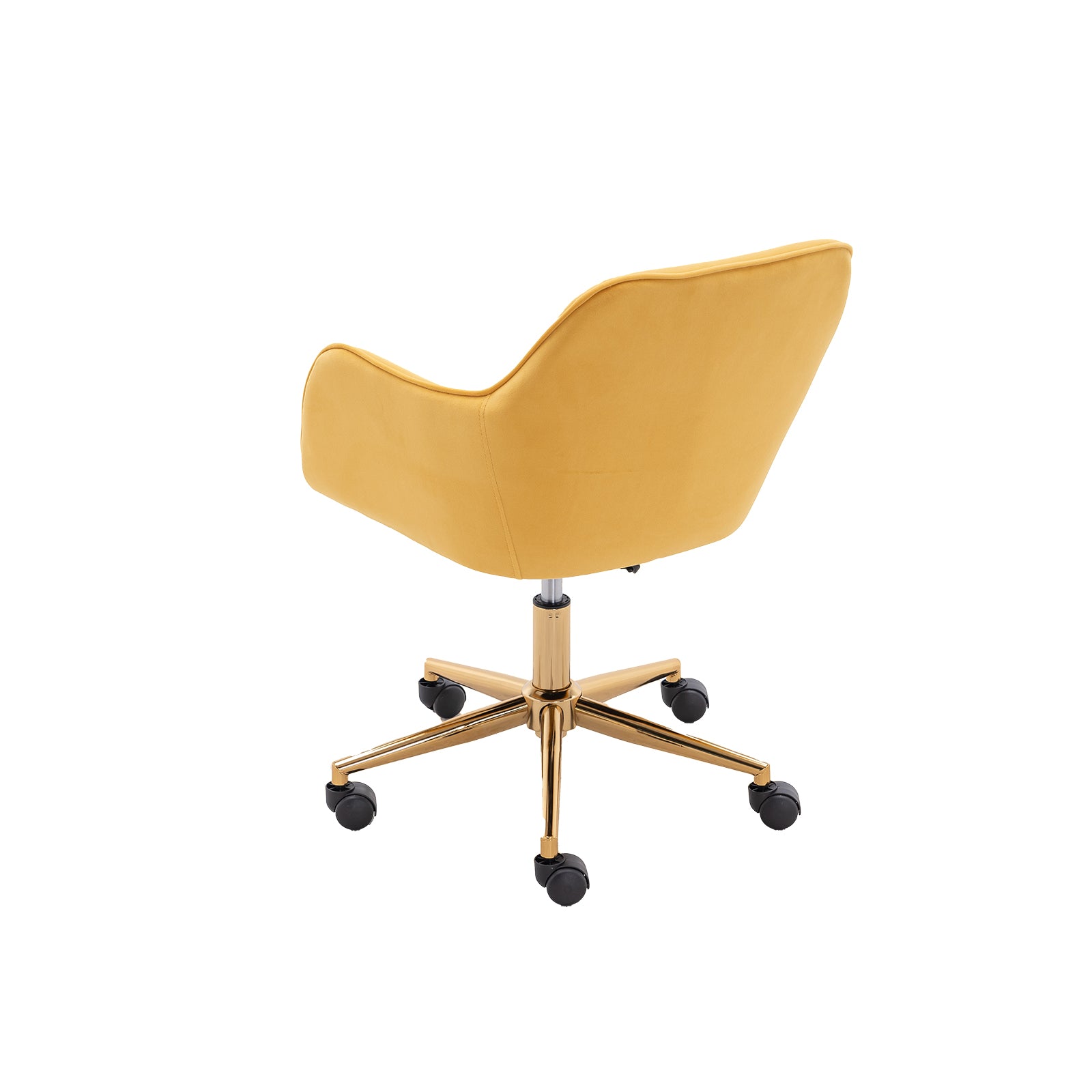 360° Revolving Modern Design Velvet Home and Office Chair with Metal Legs- Yellow
