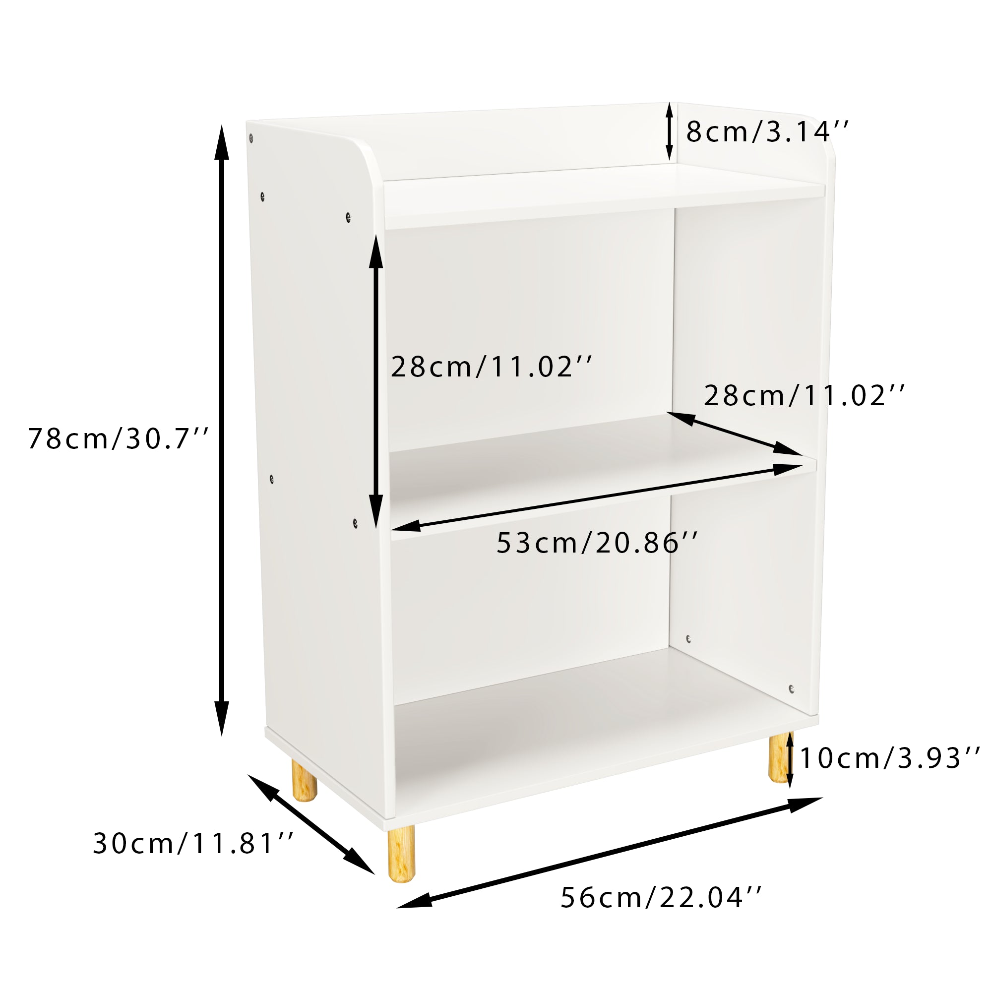 3-Tier Kid’s Bookcase Book Display Shelf and Cabinet Organizer- White