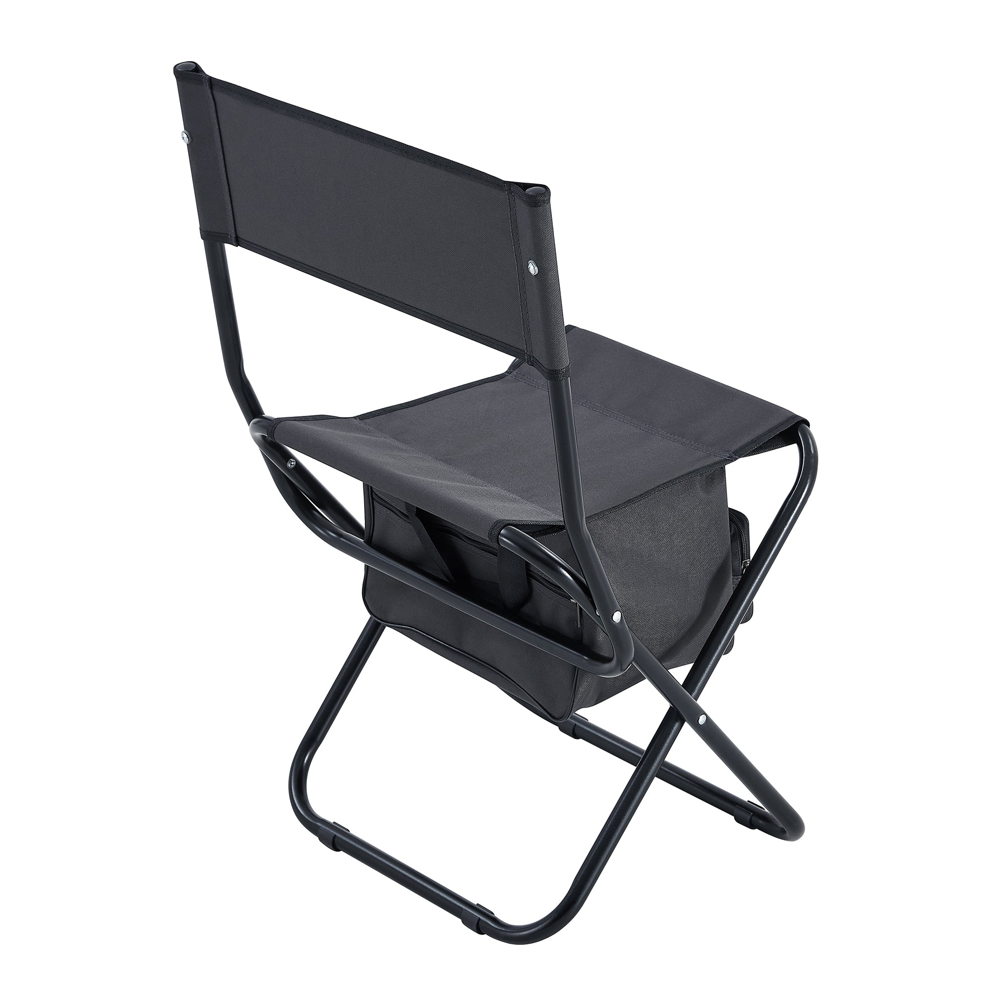 2 Pcs/Set Portable Folding Outdoor Camping Chair with Storage Bag- Grey