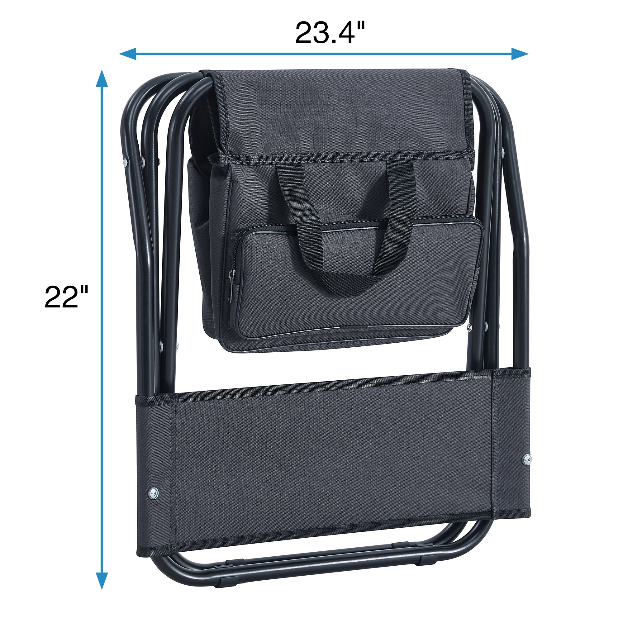 2 Pcs/Set Portable Folding Outdoor Camping Chair with Storage Bag- Grey