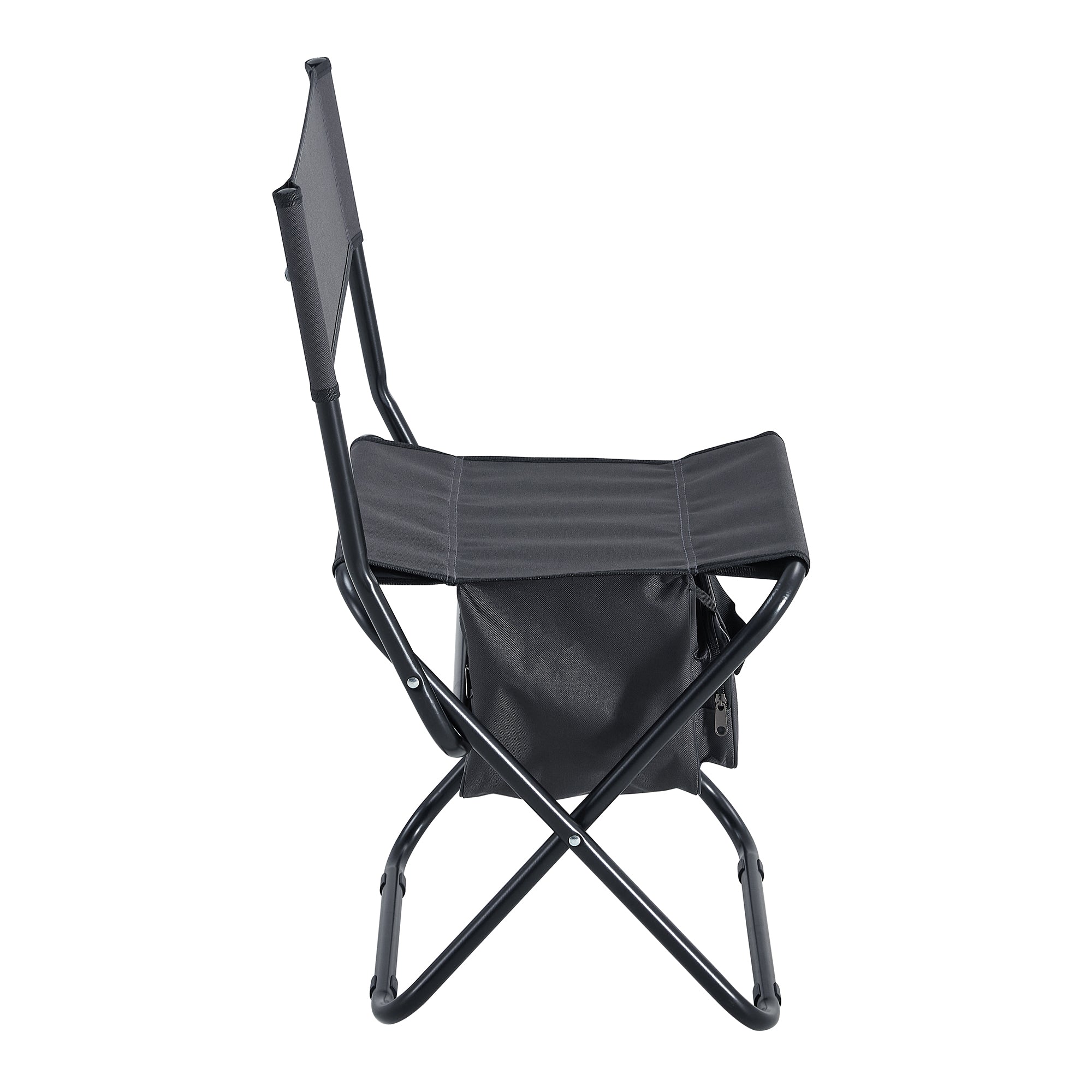 2 Pcs/Set Portable Folding Outdoor Camping Chair with Storage Bag- Grey