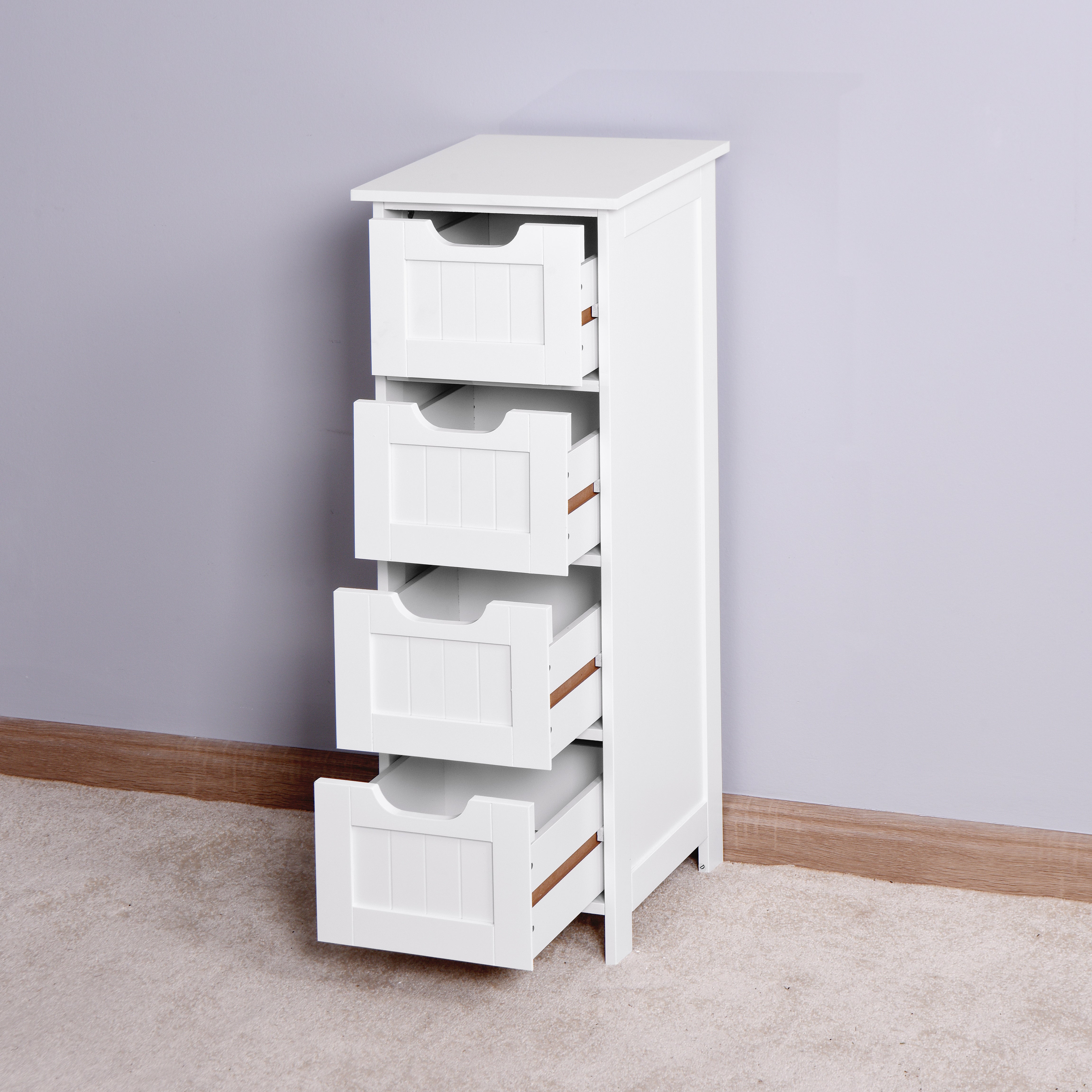 4 Drawers Free Standing Storage Cabinet for Bedroom and Bathroom- White