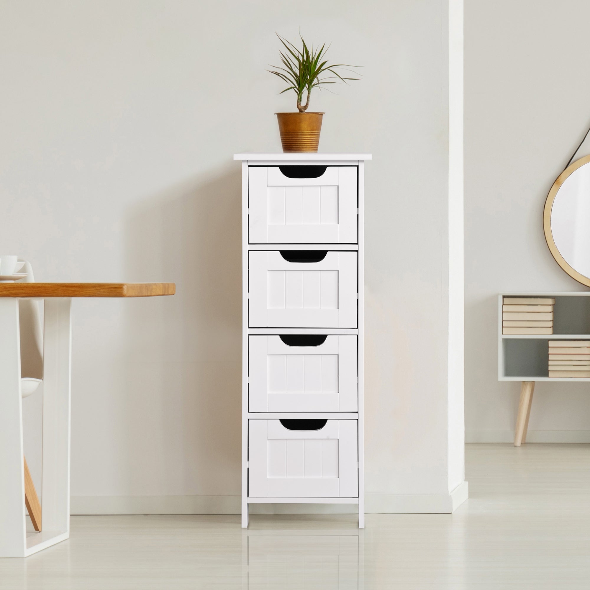 4 Drawers Free Standing Storage Cabinet for Bedroom and Bathroom- White